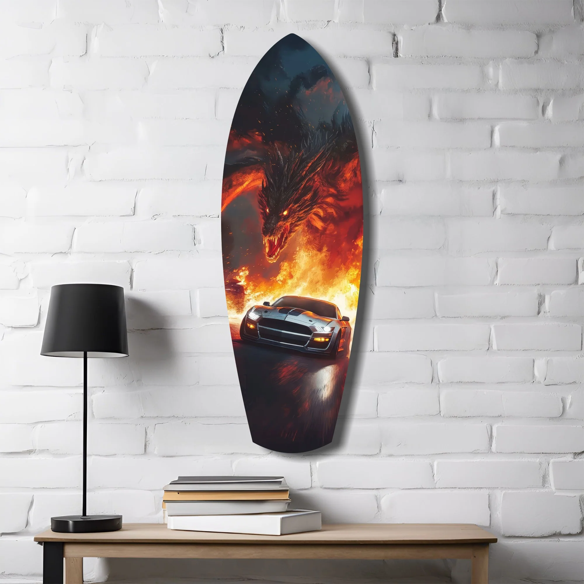 Dragon Sports Car Fire Tempered Glass Wall Art - Image 4