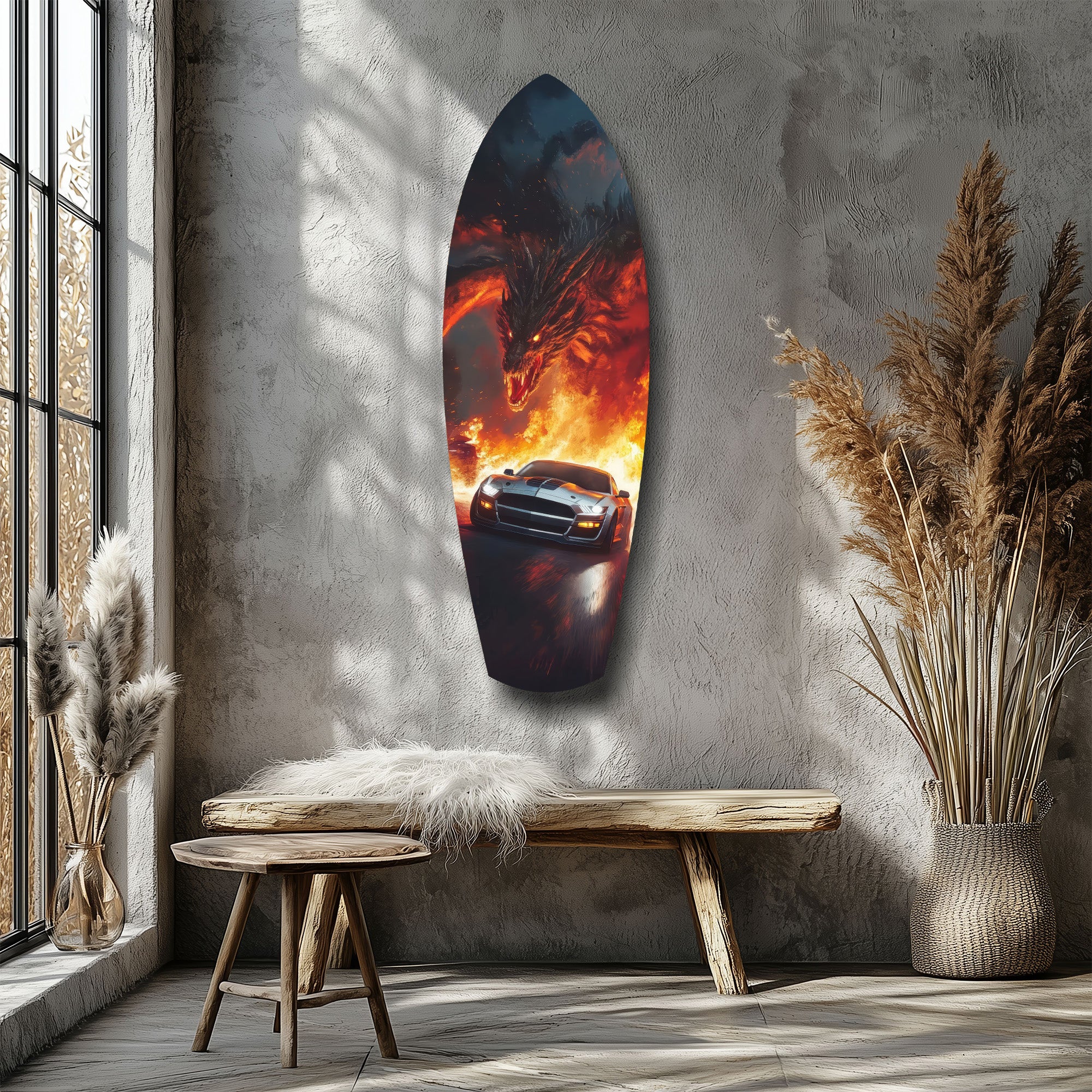 Dragon Sports Car Fire Tempered Glass Wall Art - Image 8