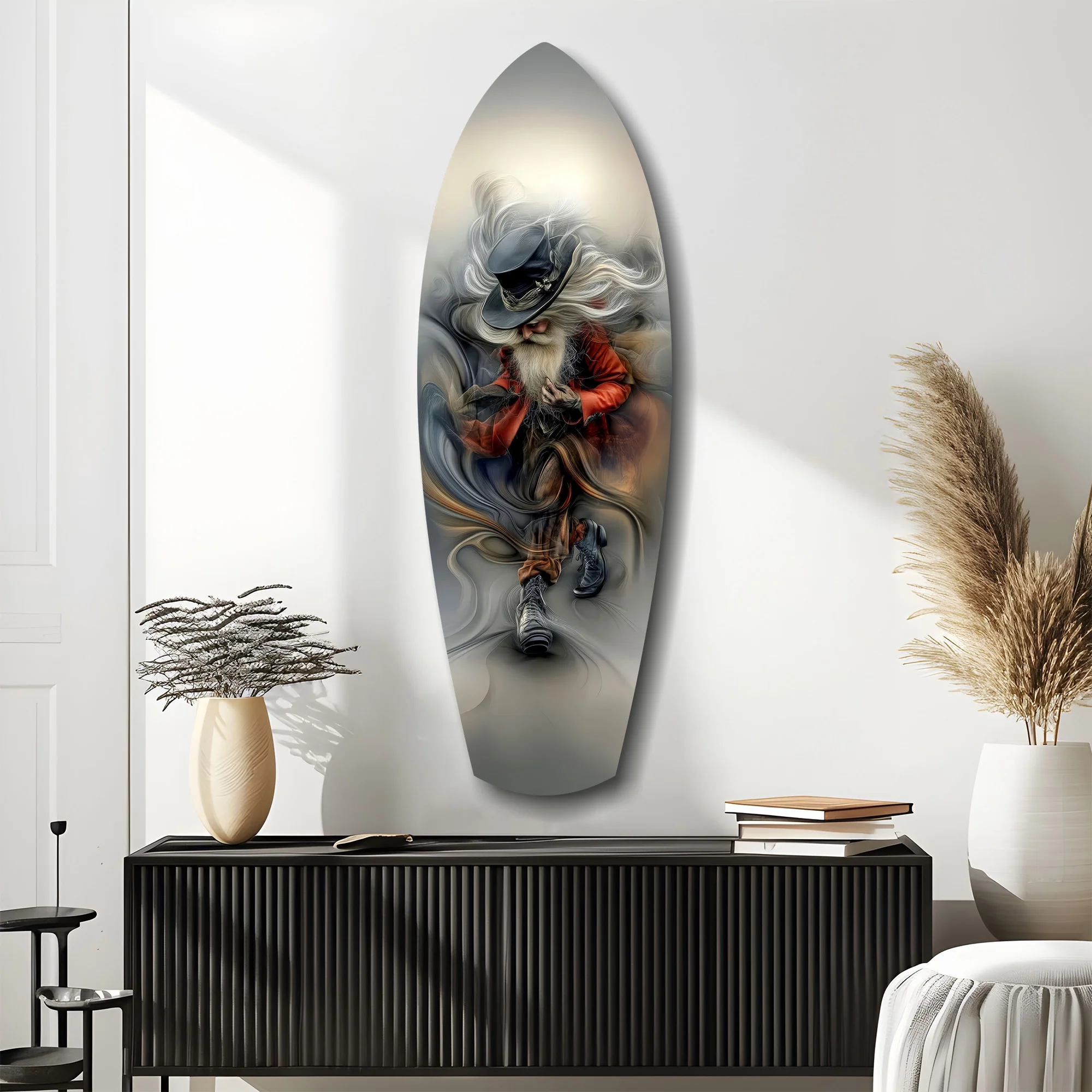 White-Bearded Wizard Steampunk Glass Wall Art - Image 10