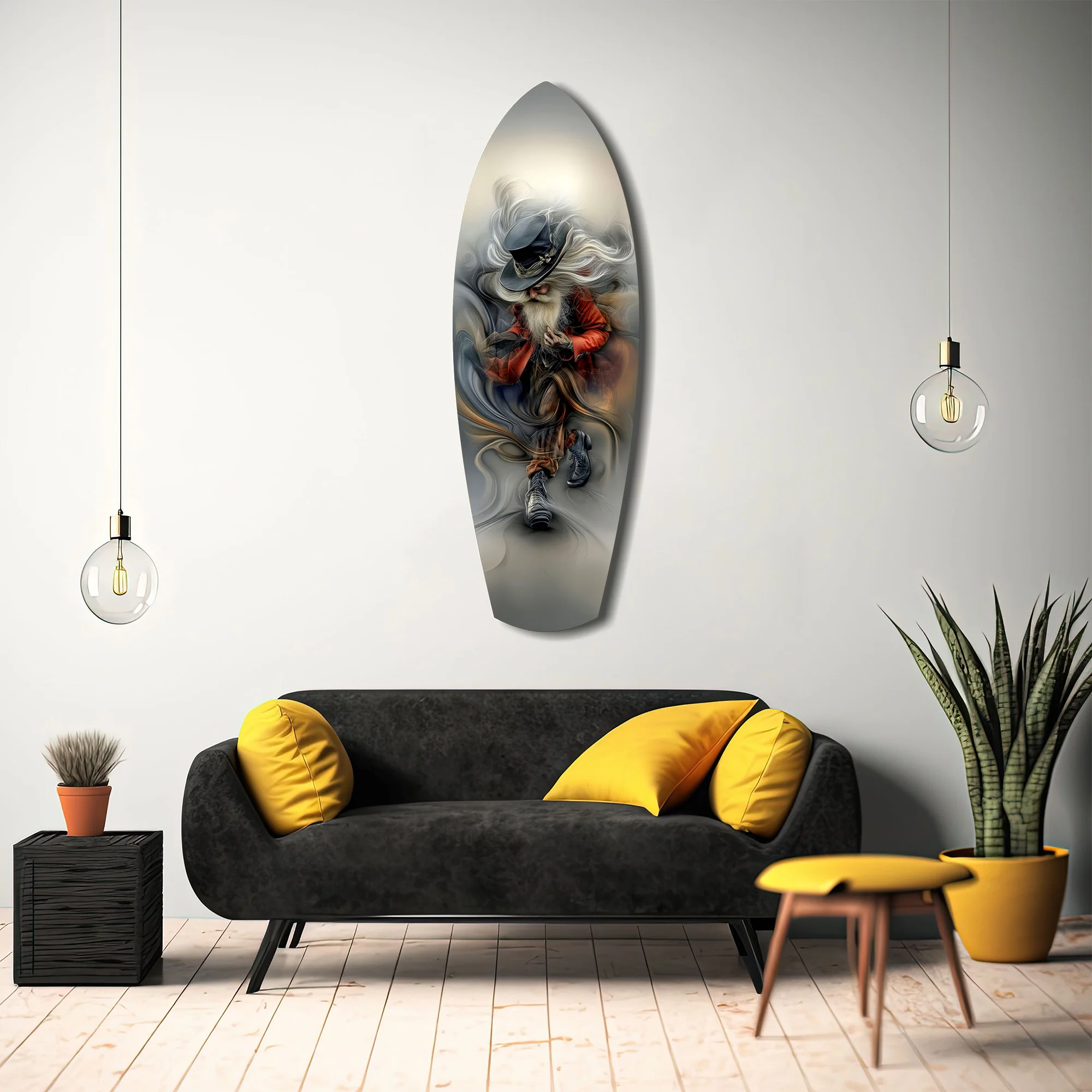 White-Bearded Wizard Steampunk Glass Wall Art - Image 12