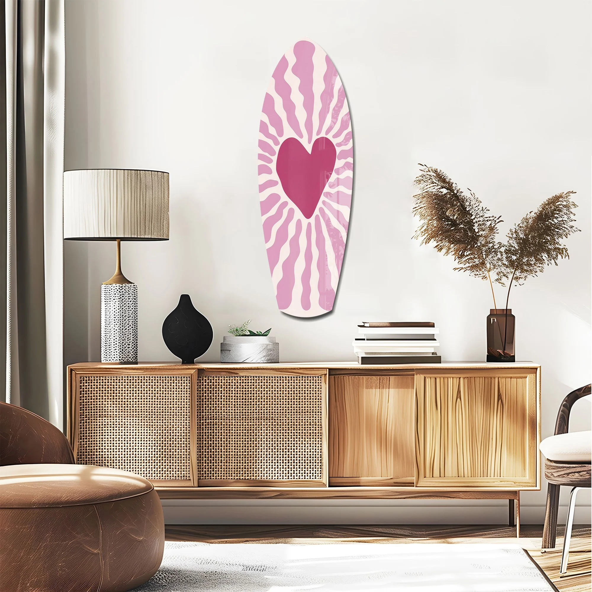 Pink Heart Burst Minimal Glass Wall Art - Image 2