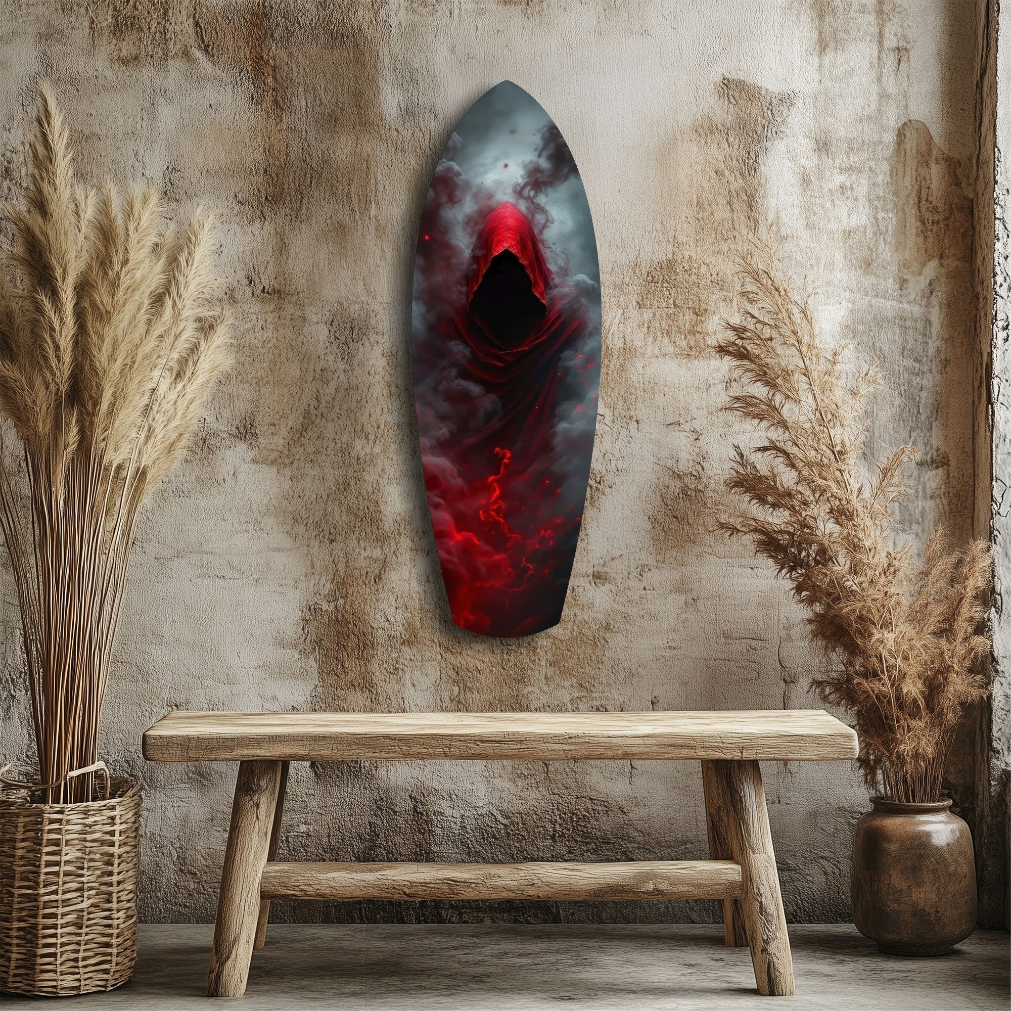 Red Hooded Phantom Dark Fantasy Glass Wall Art - Image 3