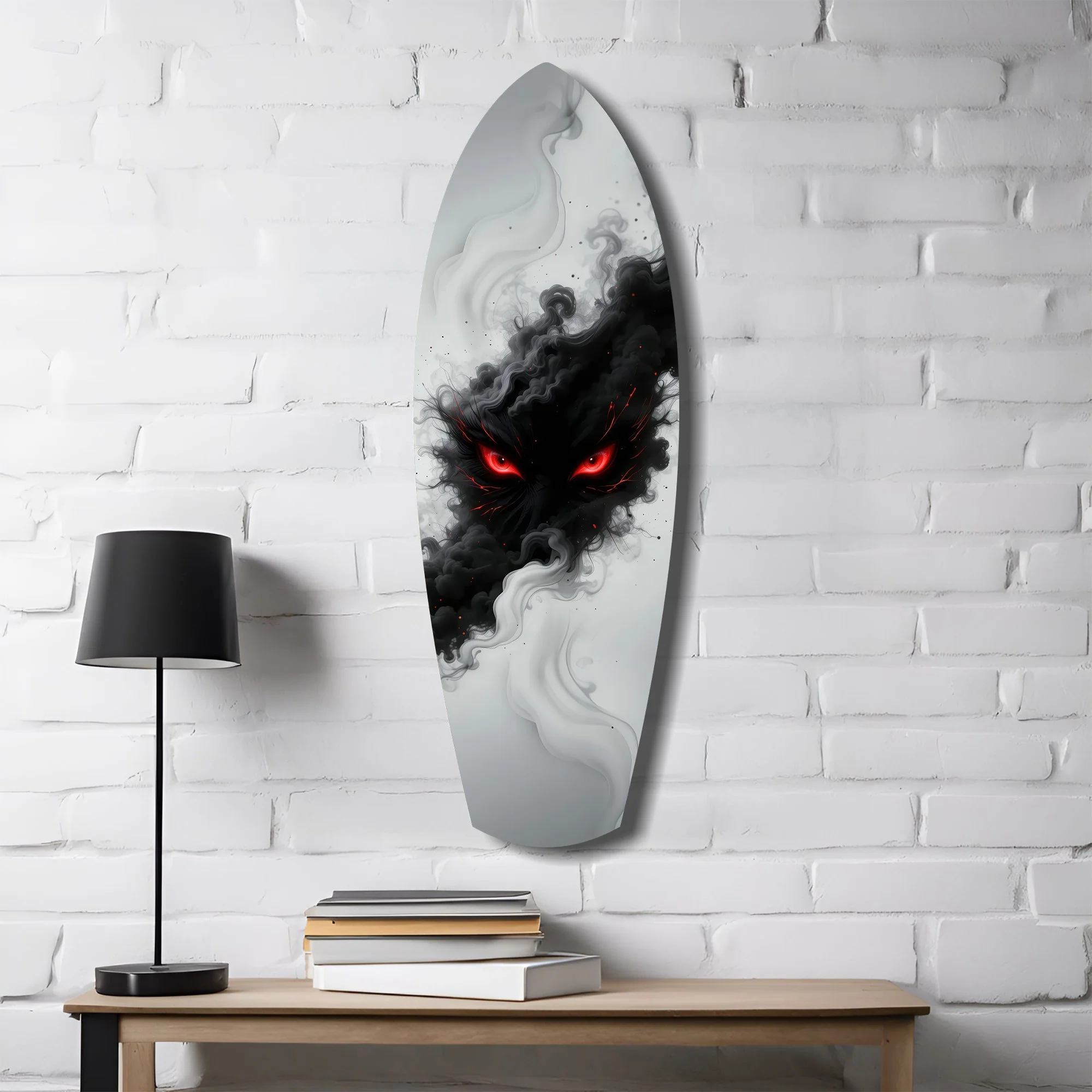 Smoke Beast Red Eyes Dark Fantasy Glass Wall Art - Image 4