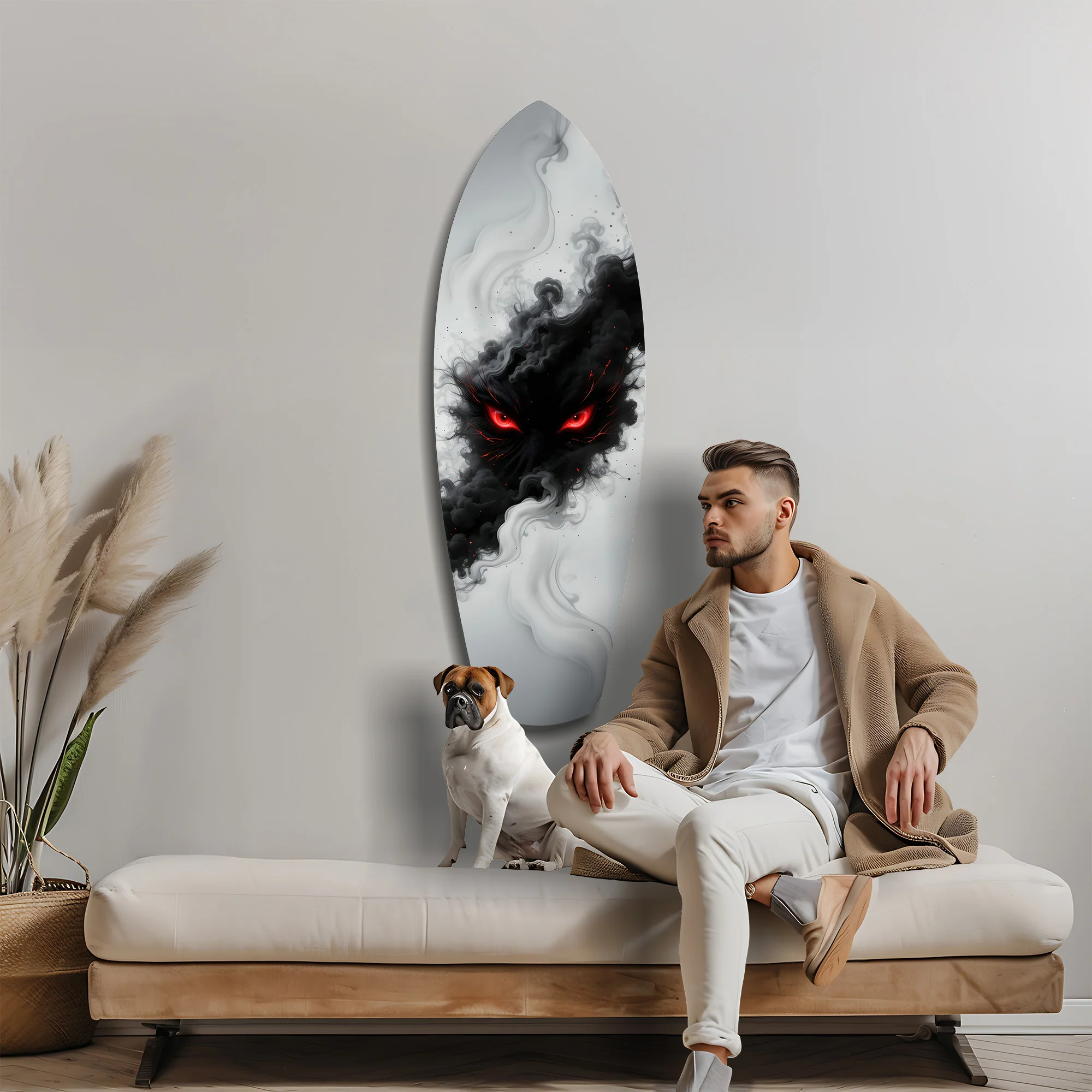 Smoke Beast Red Eyes Dark Fantasy Glass Wall Art - Image 9