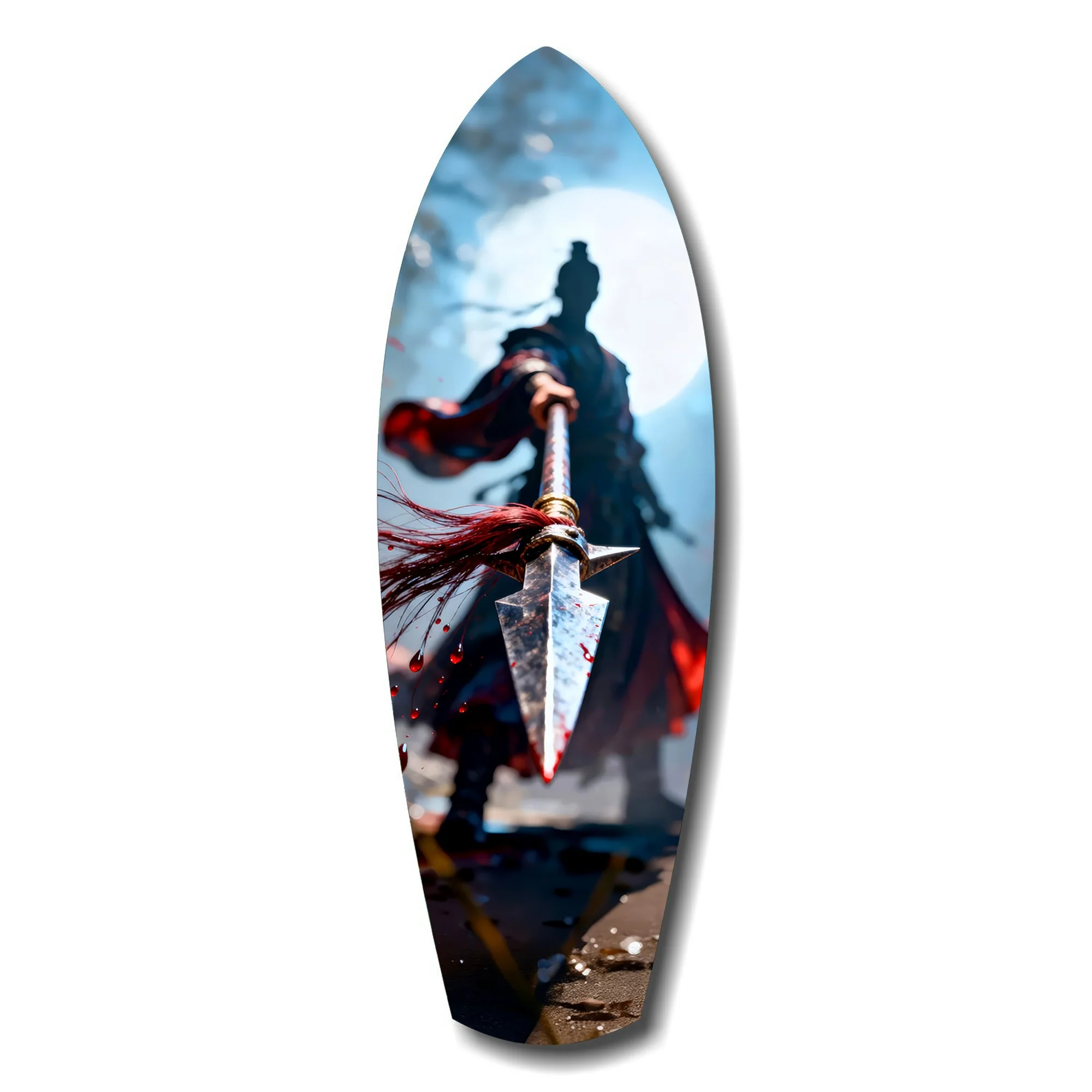 Samurai Spear Moonlight Glass Wall Art