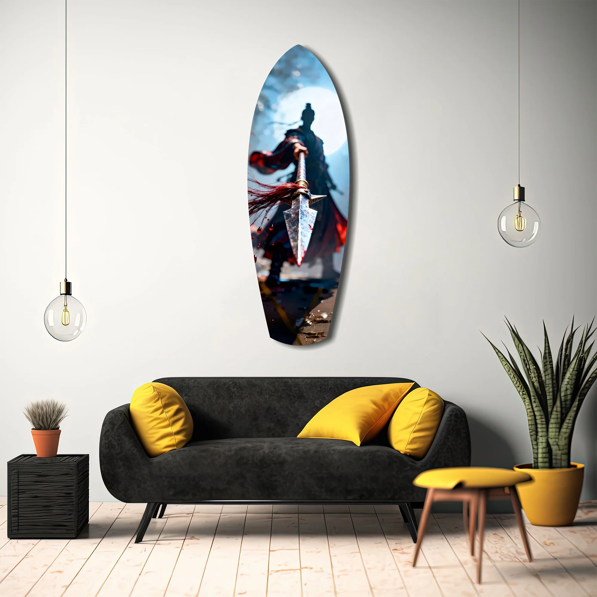 Samurai Spear Moonlight Glass Wall Art - Image 12