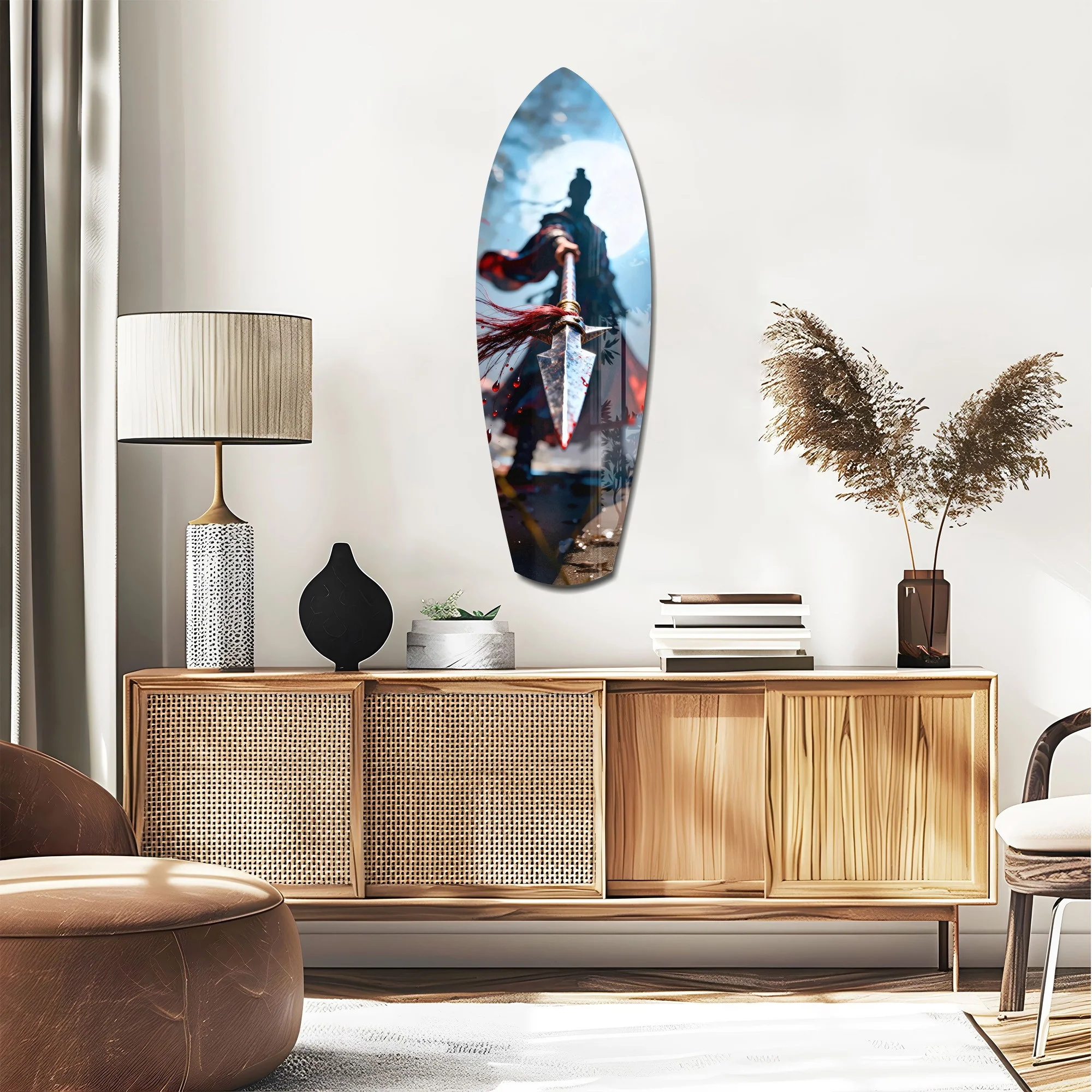 Samurai Spear Moonlight Glass Wall Art - Image 2