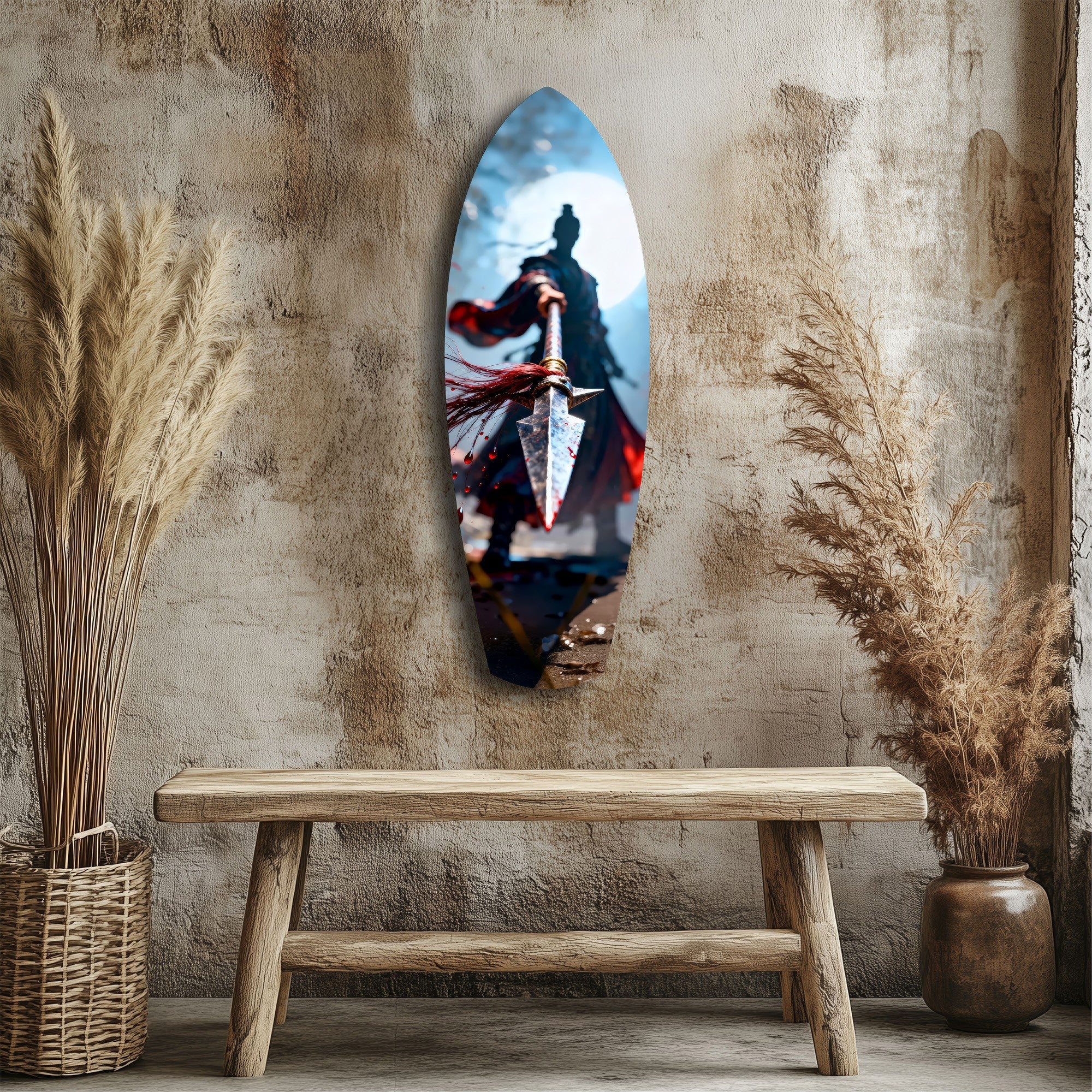 Samurai Spear Moonlight Glass Wall Art - Image 3