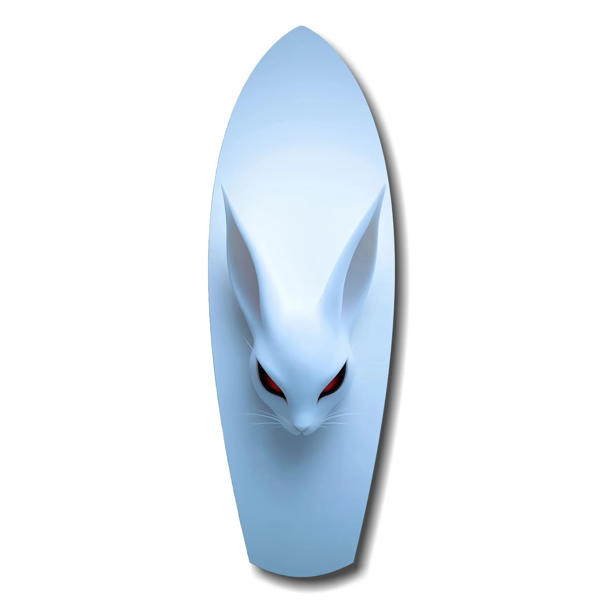 Pale Blue Rabbit Red Eyes Minimal Glass Wall Art