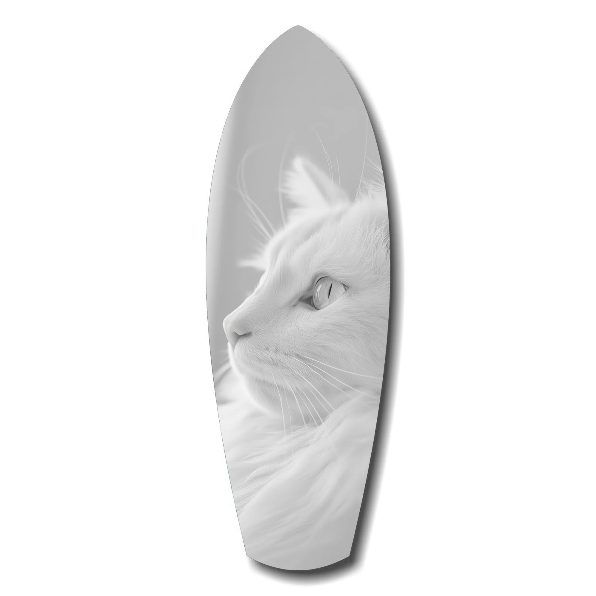 White Cat Profile Minimal Glass Wall Art