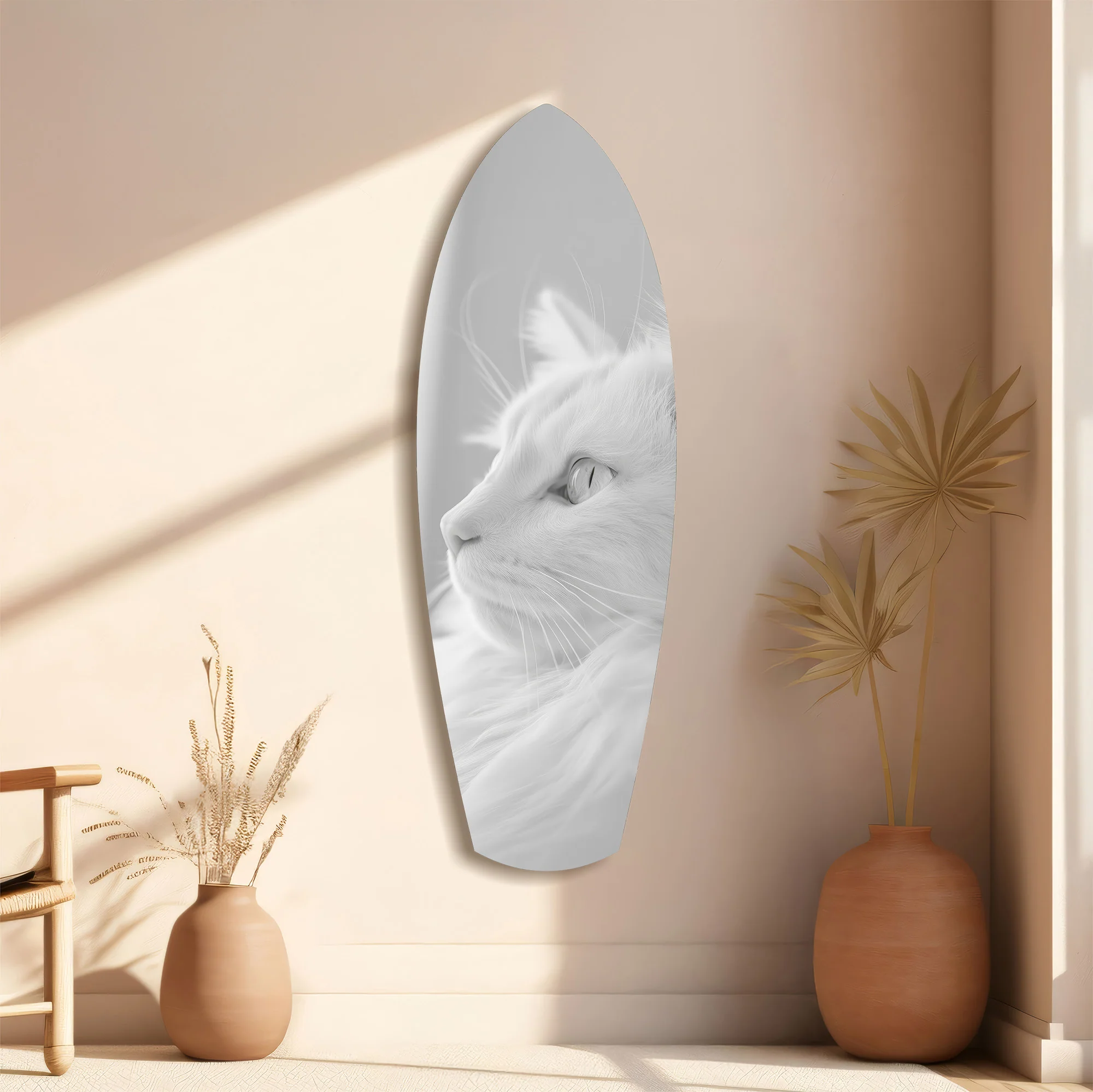 White Cat Profile Minimal Glass Wall Art - Image 11