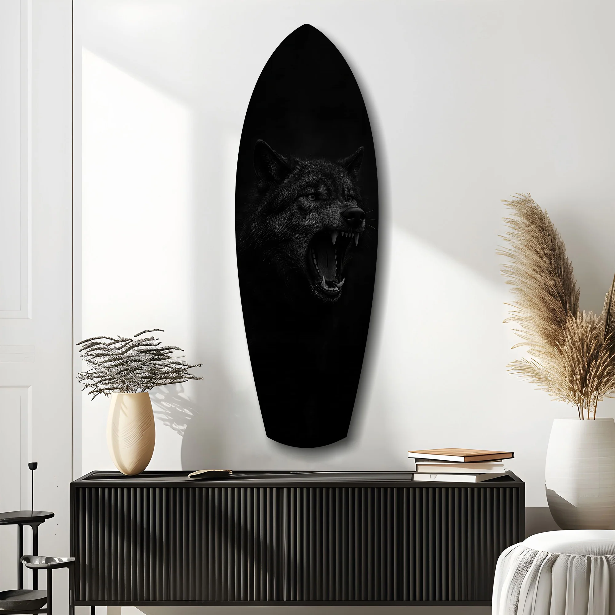 Snarling Black Wolf Dark Glass Wall Art - Image 10