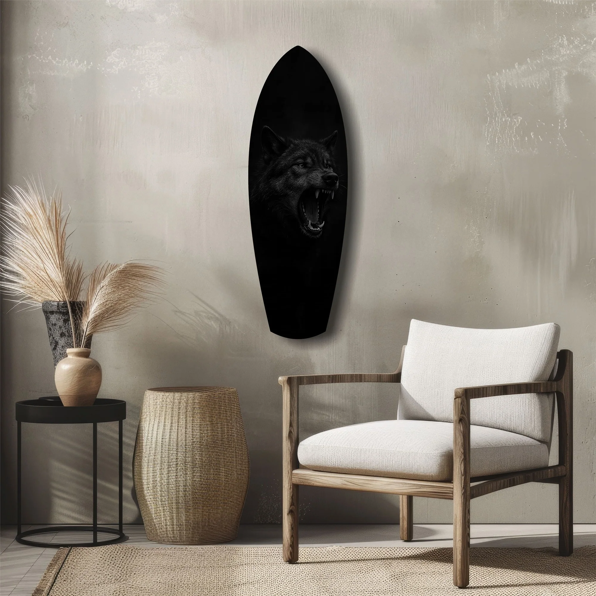 Snarling Black Wolf Dark Glass Wall Art - Image 5