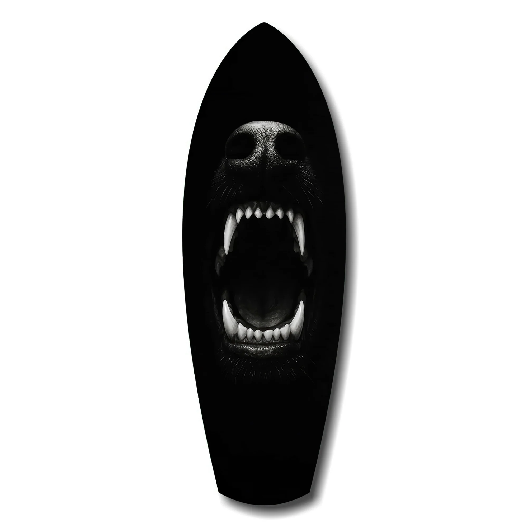Beast Fangs Close-Up Dark Glass Wall Art