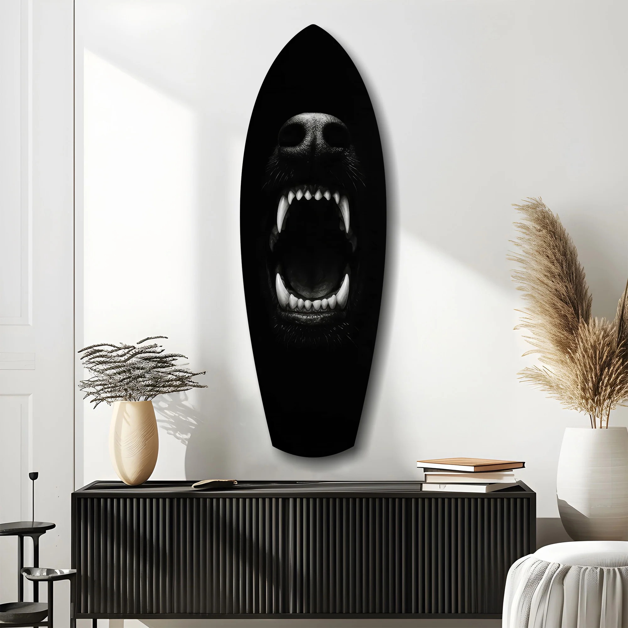 Beast Fangs Close-Up Dark Glass Wall Art - Image 10