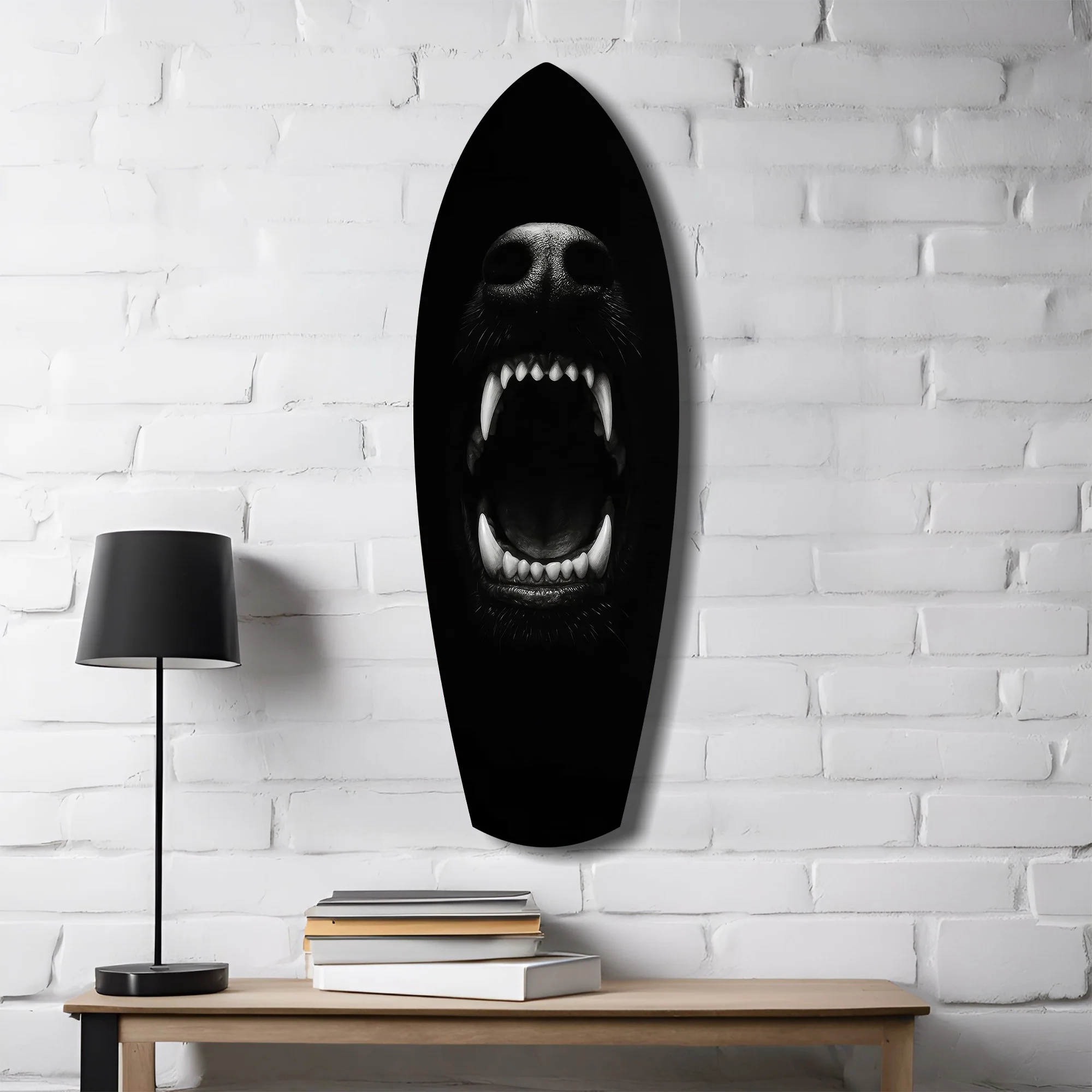 Beast Fangs Close-Up Dark Glass Wall Art - Image 4