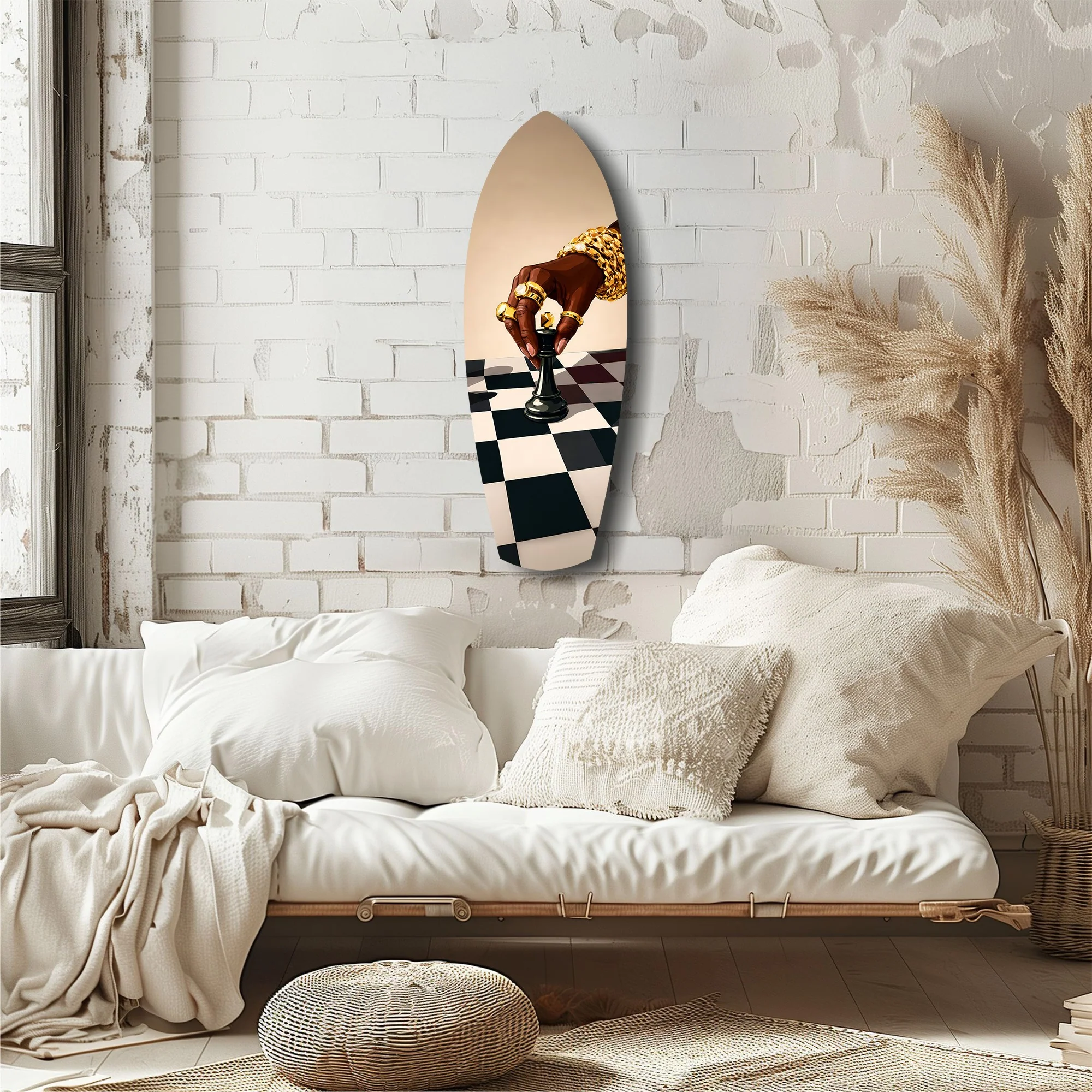 Gold Jewelry Hand Chess Queen Glass Wall Art - Image 6