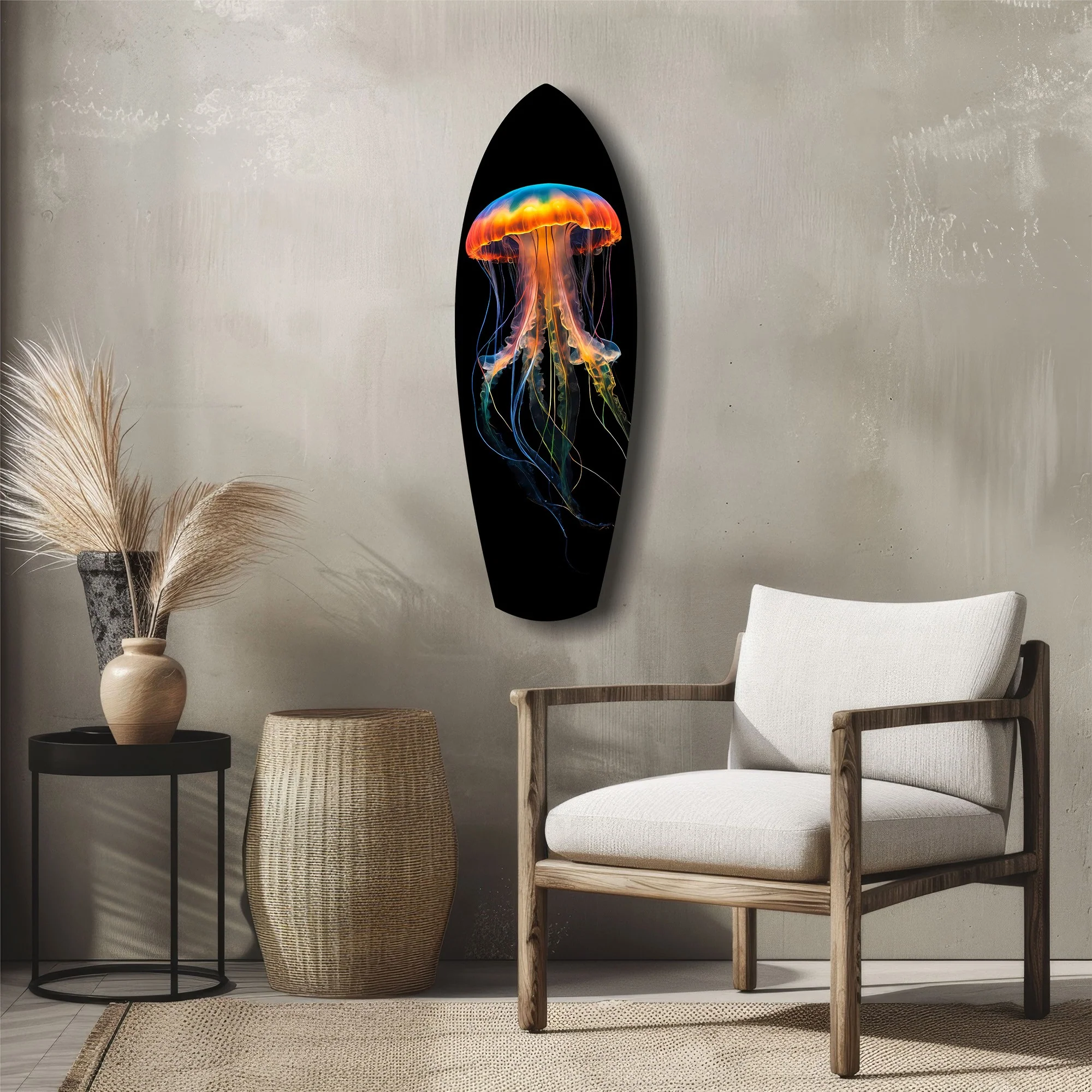 Glowing Orange Jellyfish Ocean Glass Wall Art - Image 5
