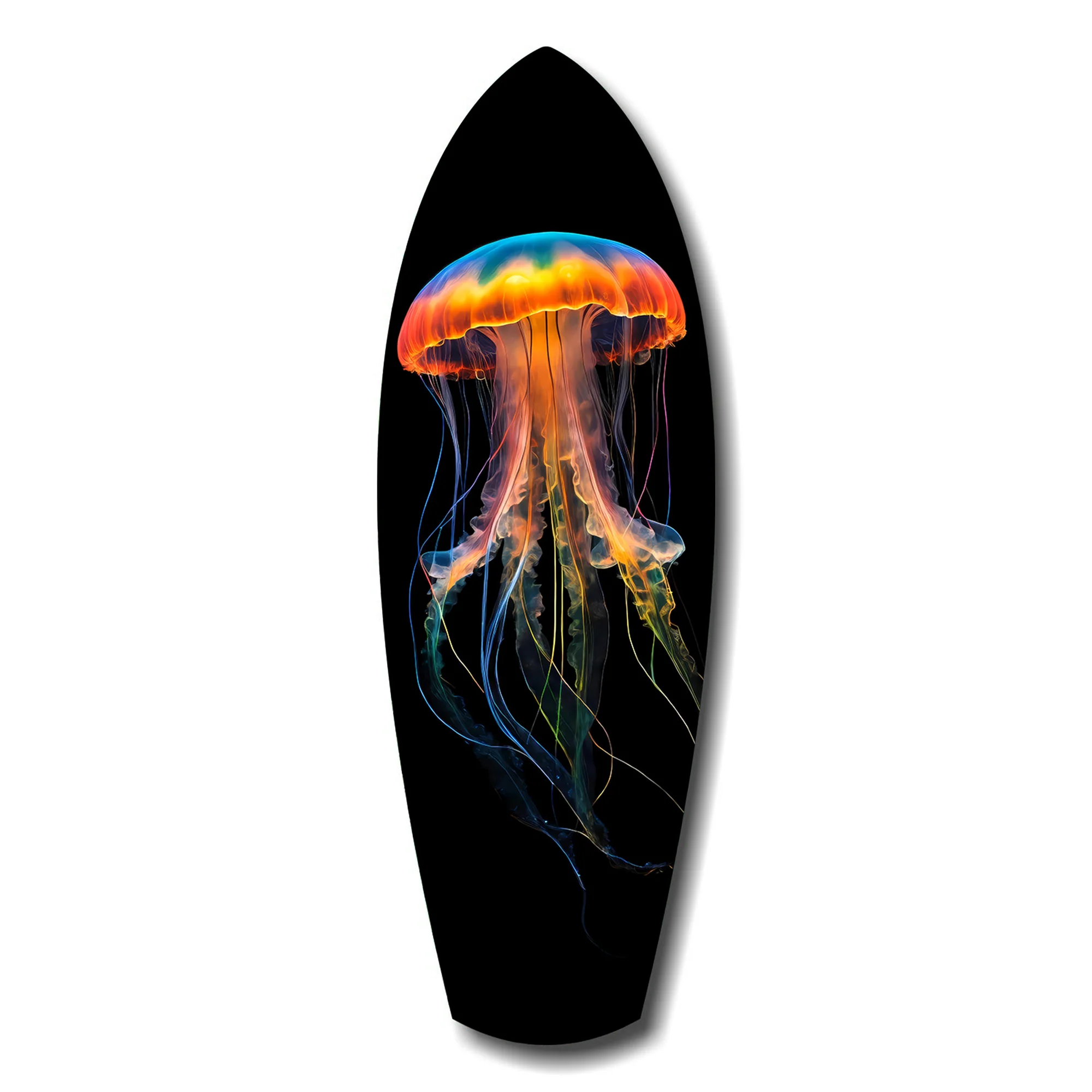 Glowing Orange Jellyfish Ocean Glass Wall Art - Image 7