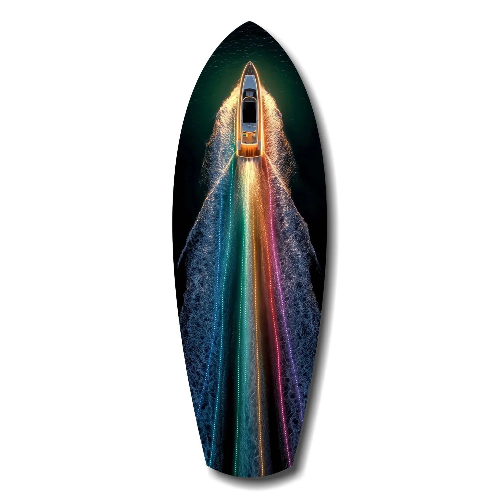 Rainbow Wake Speedboat Aerial Glass Wall Art - Image 7
