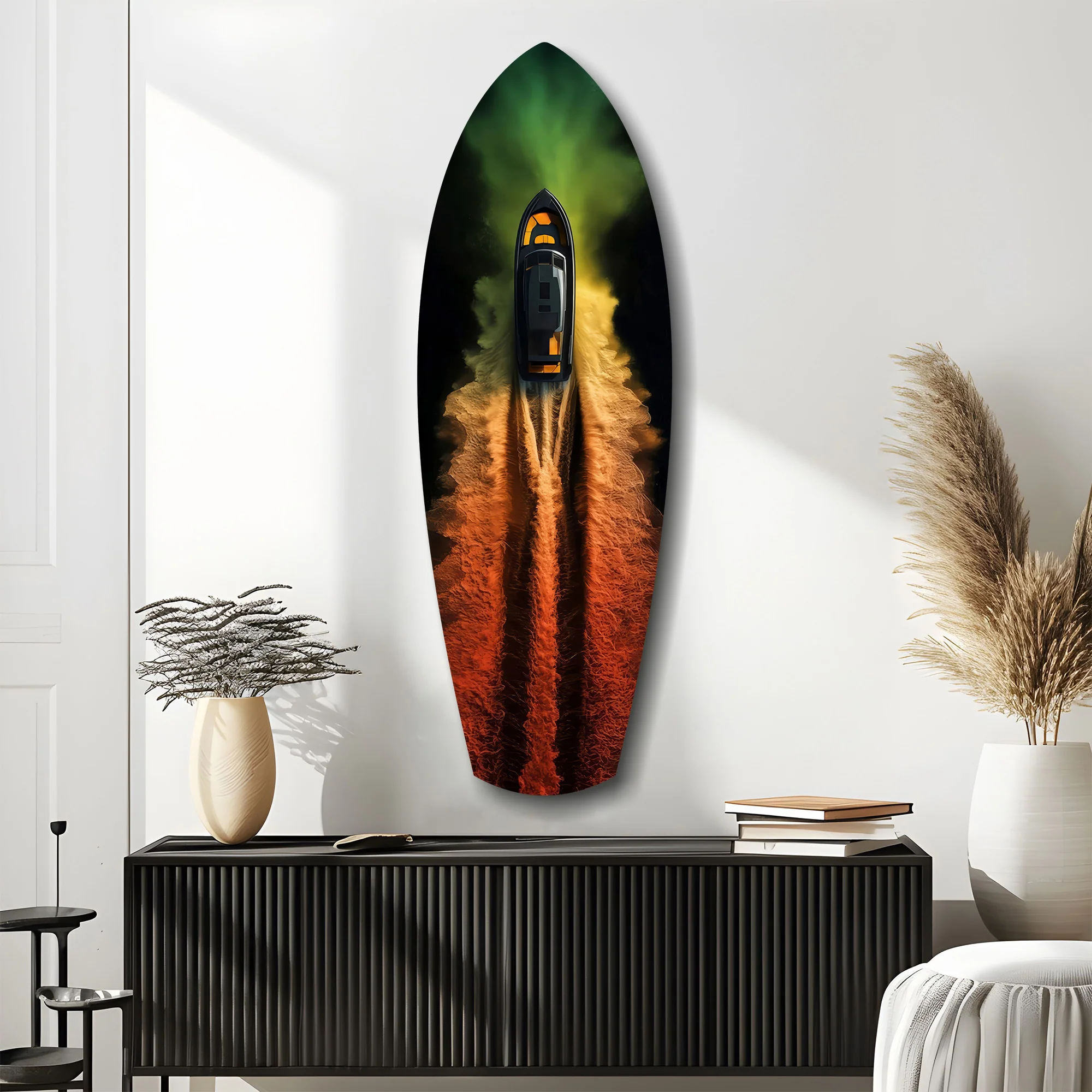 Smoke Trail Speedboat Aerial Glass Wall Art - Image 10