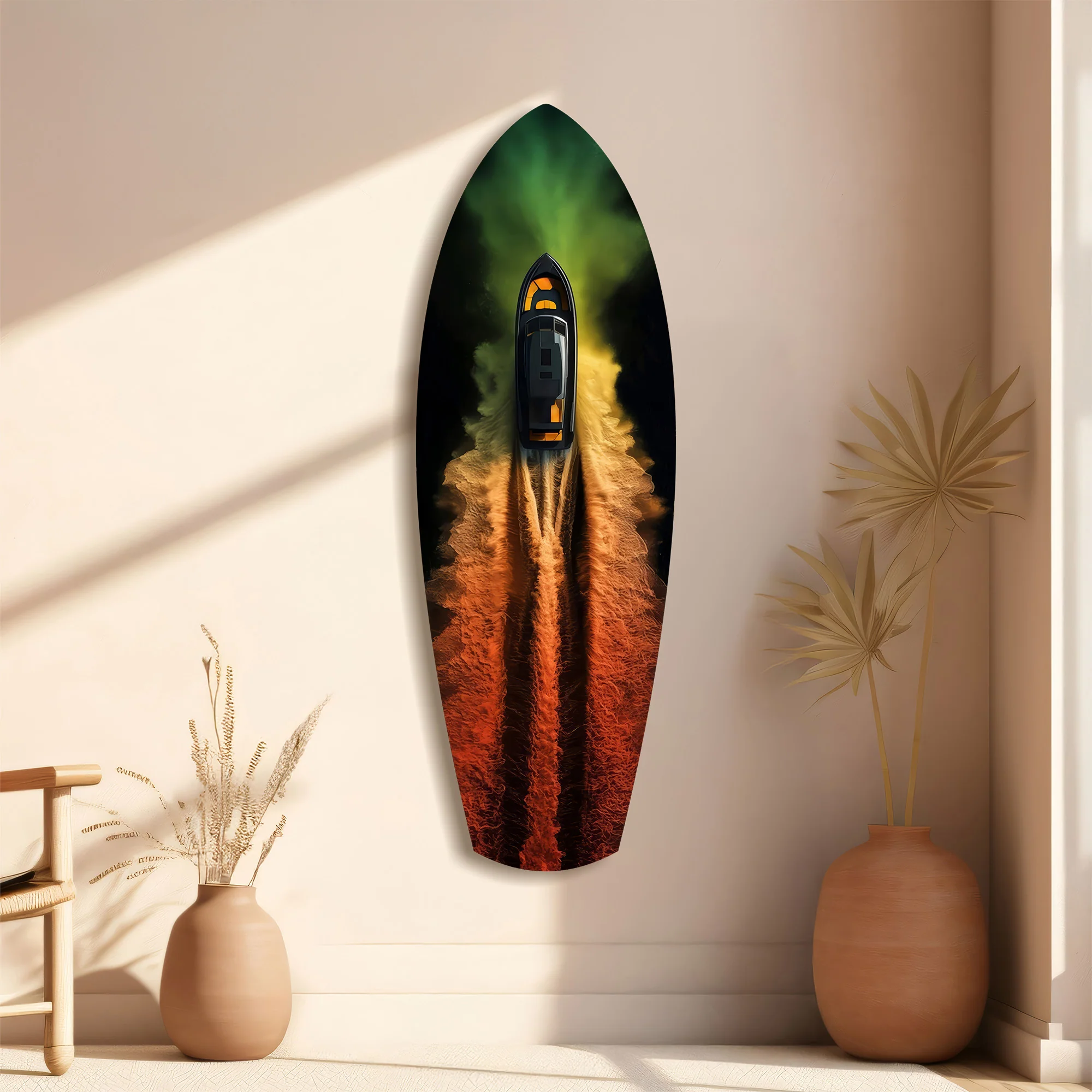 Smoke Trail Speedboat Aerial Glass Wall Art - Image 11