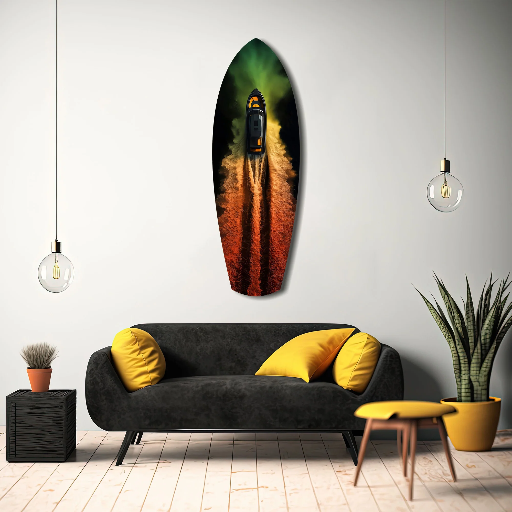 Smoke Trail Speedboat Aerial Glass Wall Art - Image 12