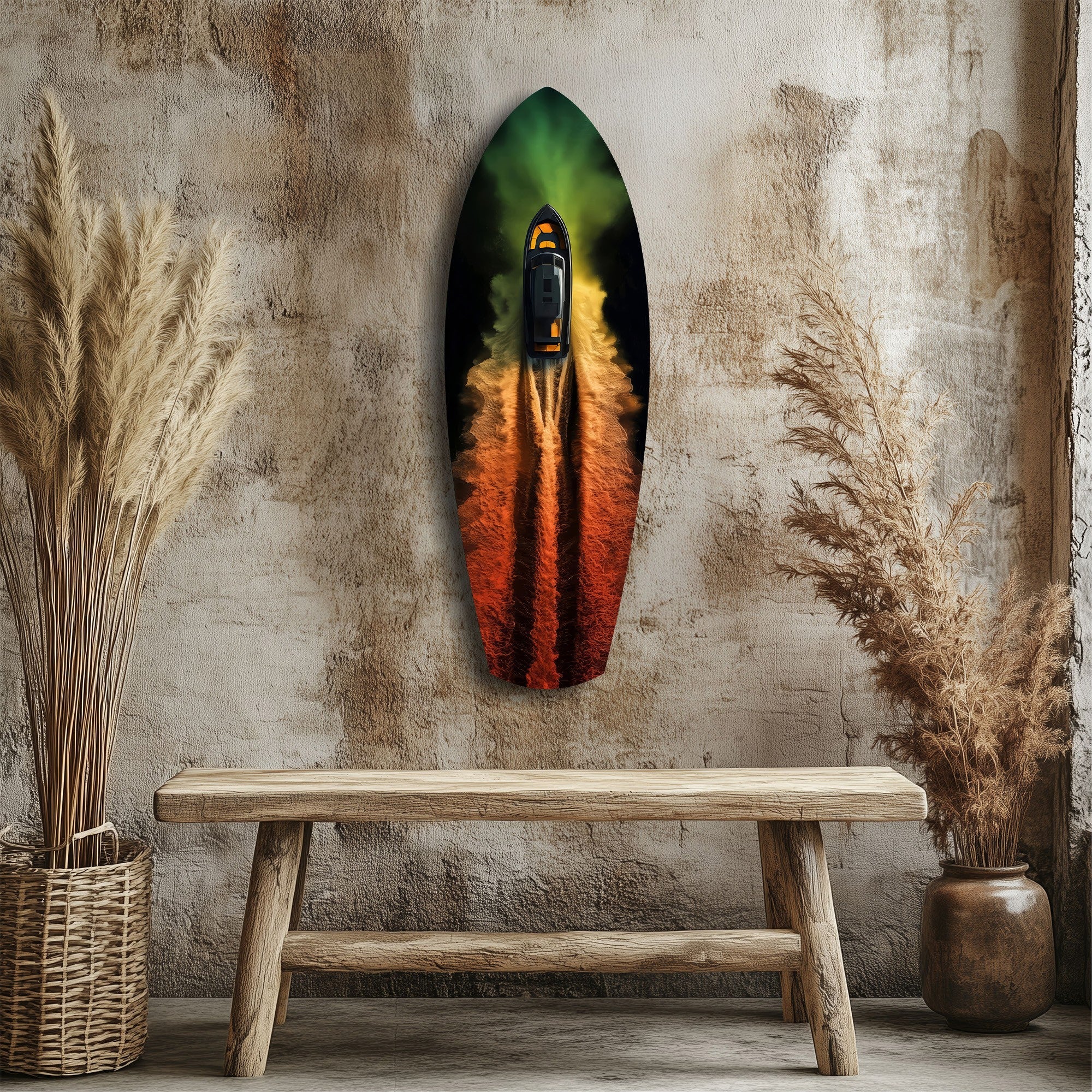 Smoke Trail Speedboat Aerial Glass Wall Art - Image 3