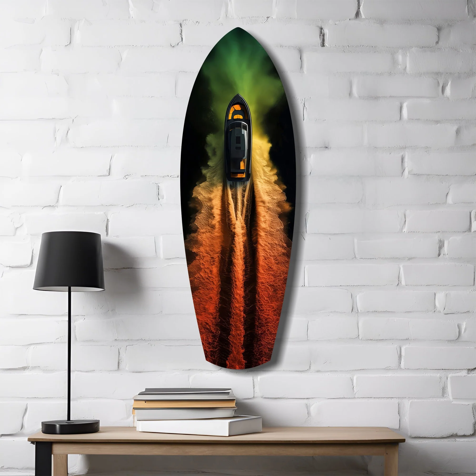 Smoke Trail Speedboat Aerial Glass Wall Art - Image 4