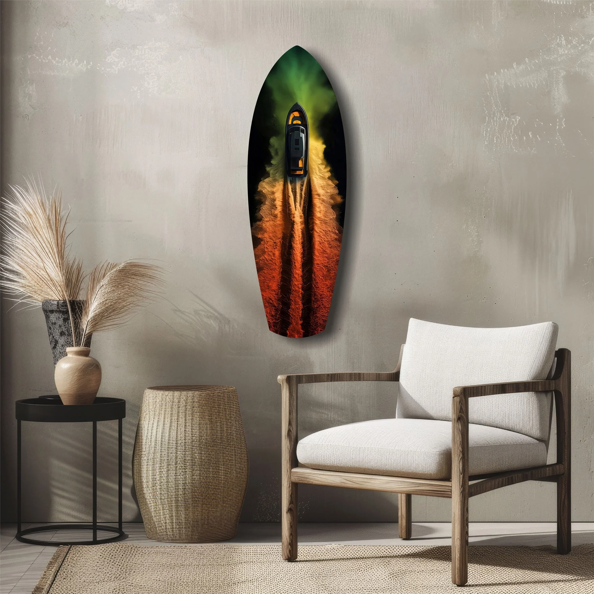 Smoke Trail Speedboat Aerial Glass Wall Art - Image 5