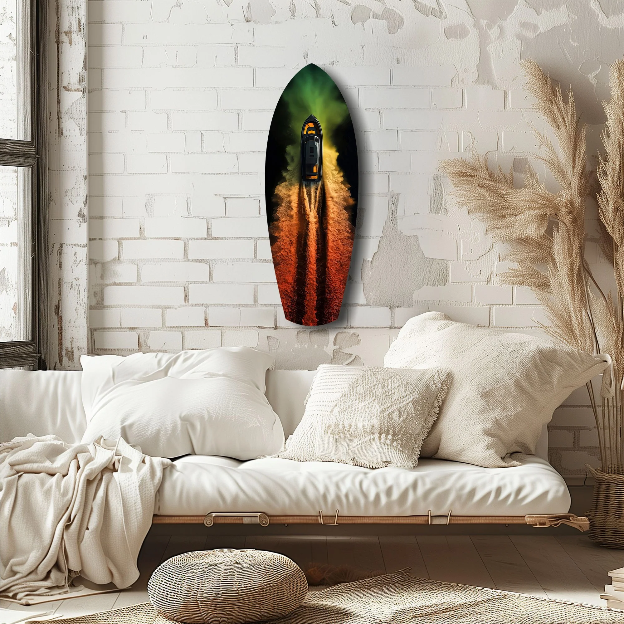 Smoke Trail Speedboat Aerial Glass Wall Art - Image 6