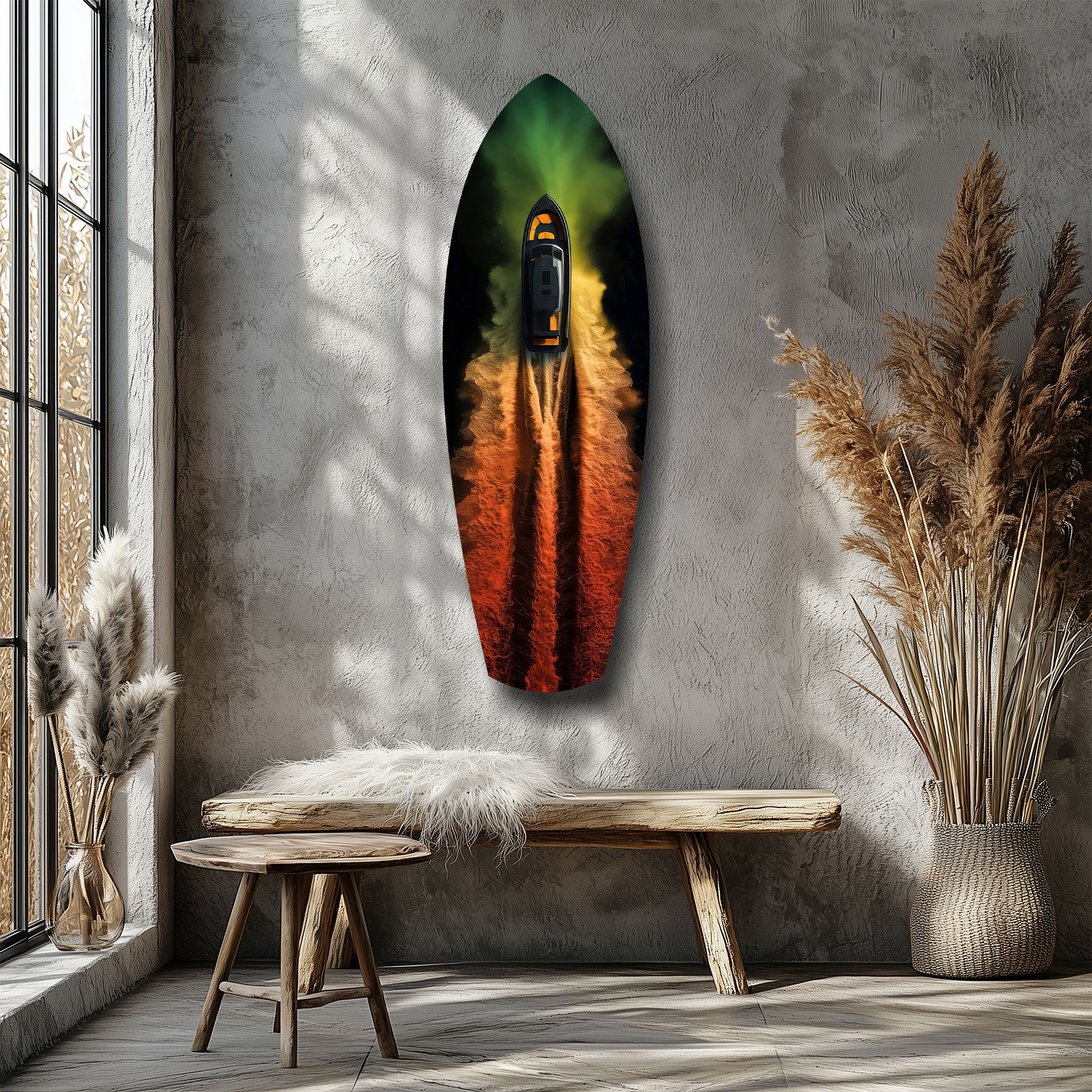 Smoke Trail Speedboat Aerial Glass Wall Art - Image 8
