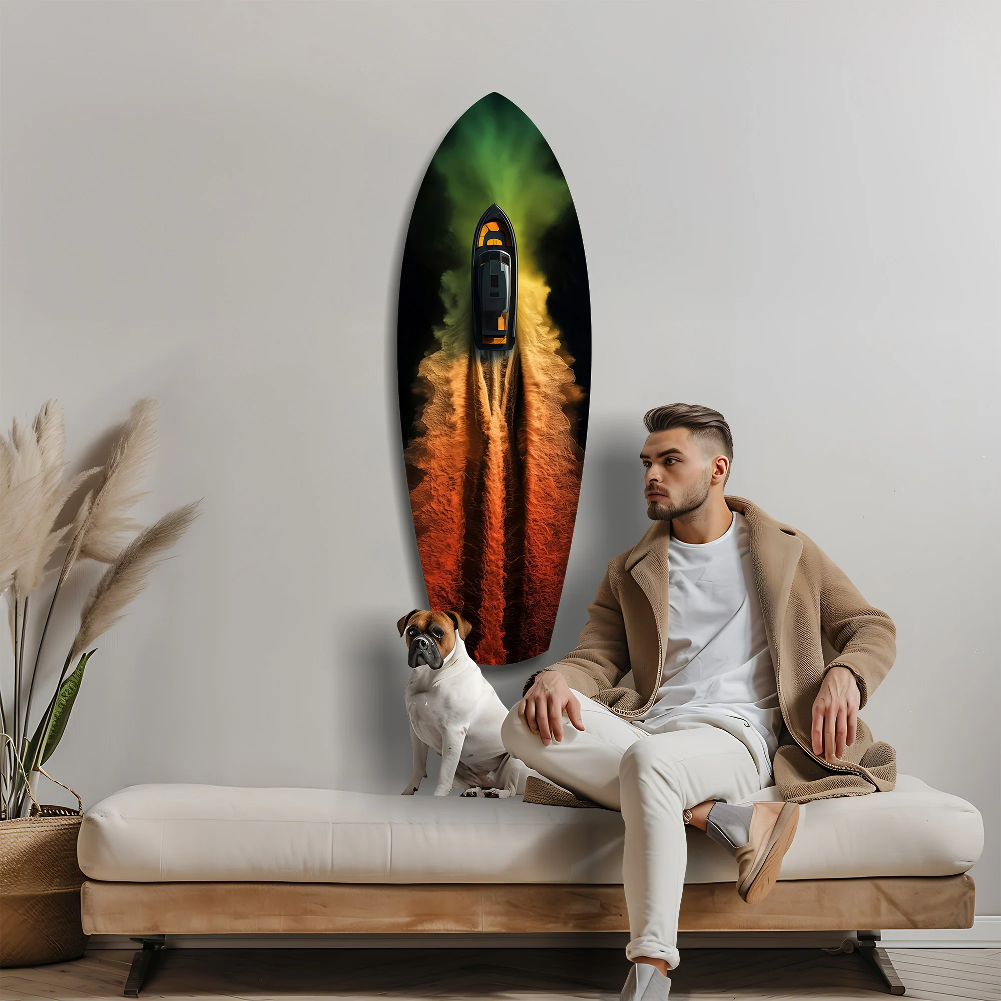 Smoke Trail Speedboat Aerial Glass Wall Art - Image 9