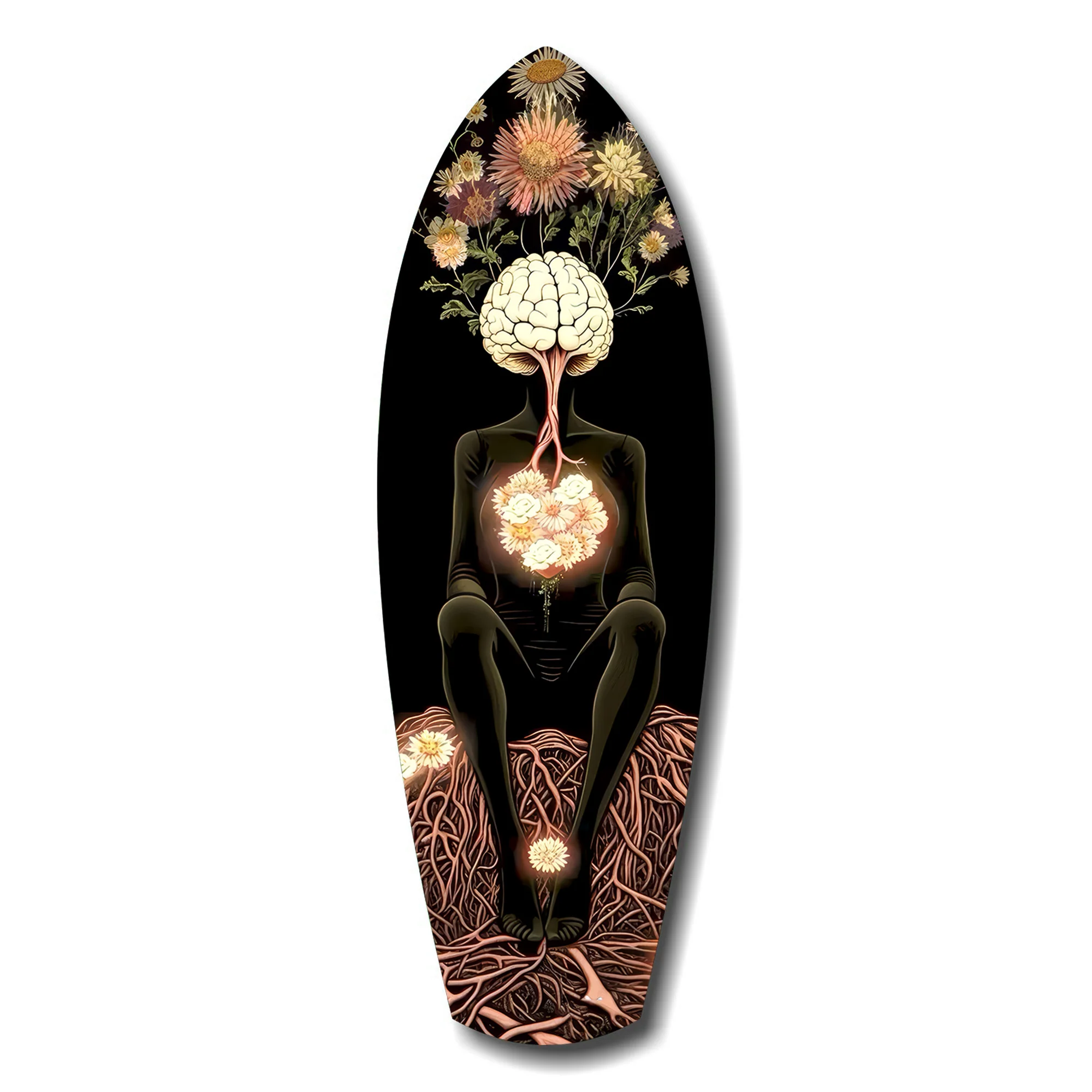 Brain Flowers Roots Surreal Glass Wall Art - Image 7