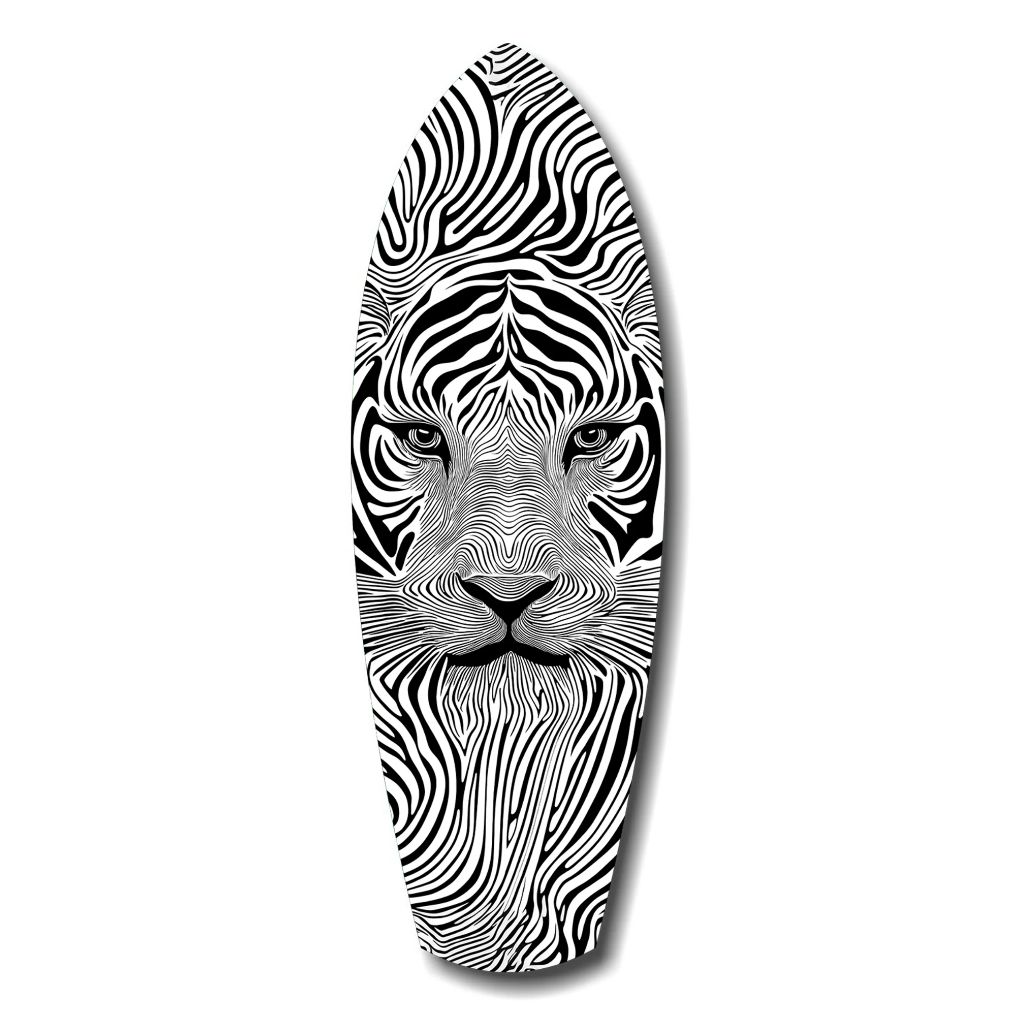 Optical Lion Black White Lines Glass Wall Art - Image 7