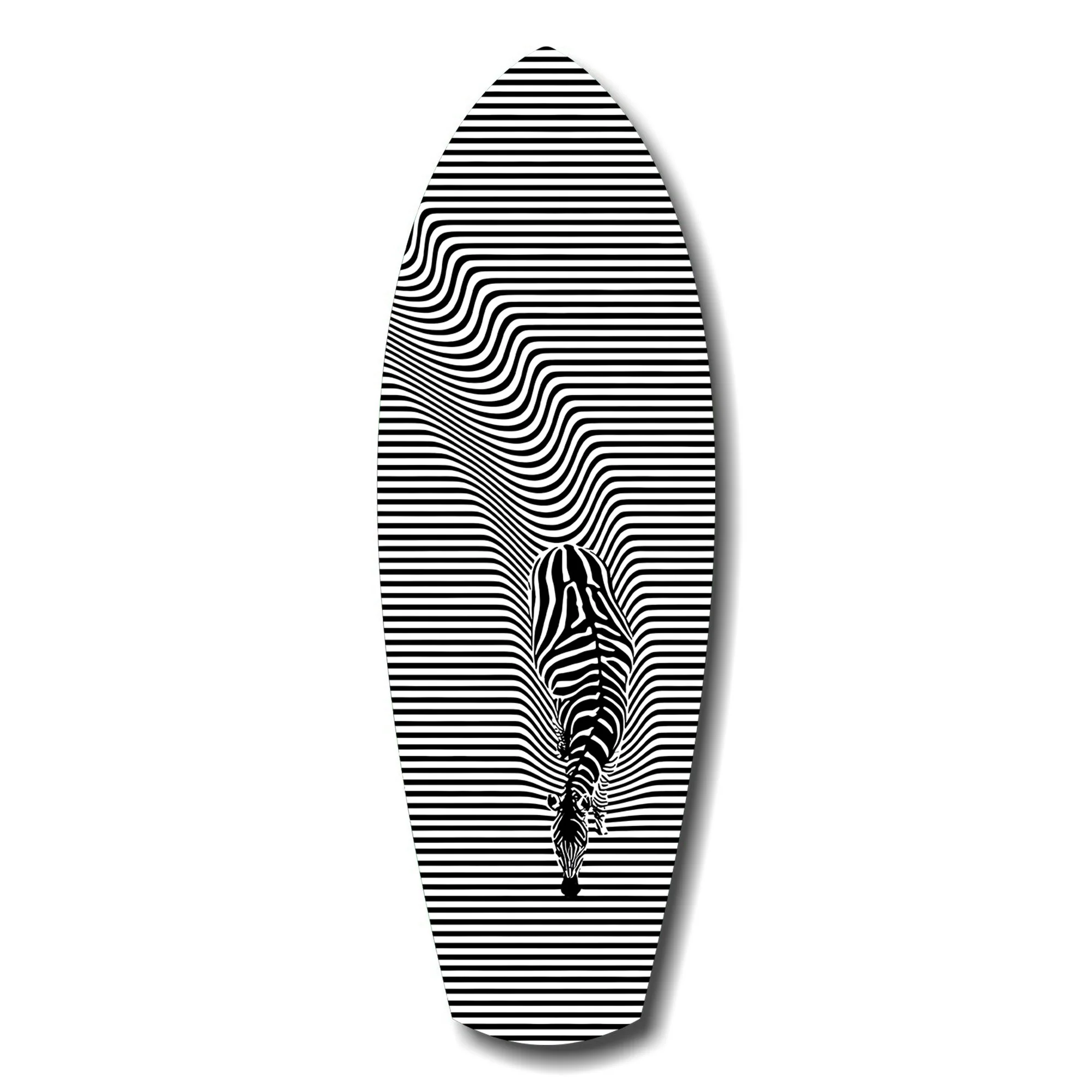 Optical Zebra Wave Lines Glass Wall Art