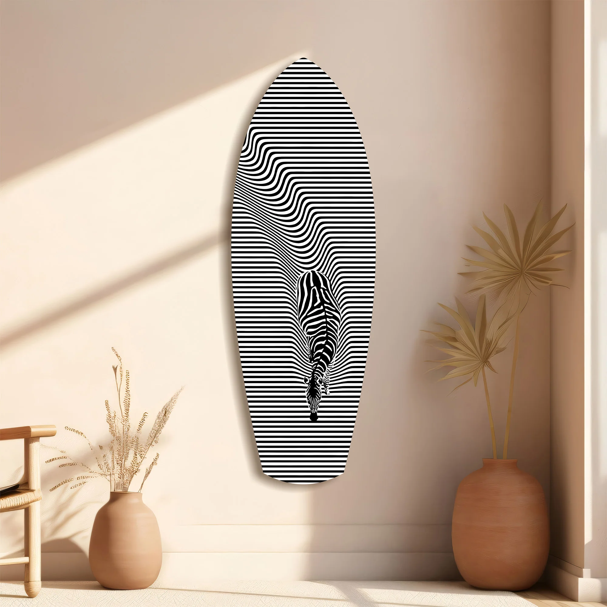 Optical Zebra Wave Lines Glass Wall Art - Image 11