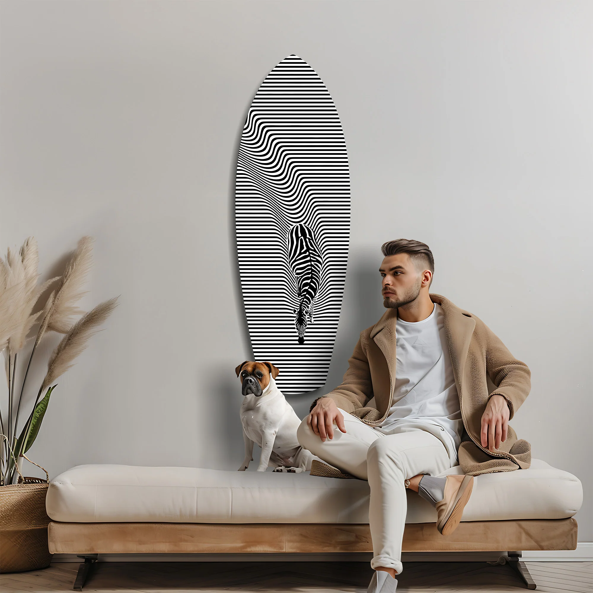 Optical Zebra Wave Lines Glass Wall Art - Image 9