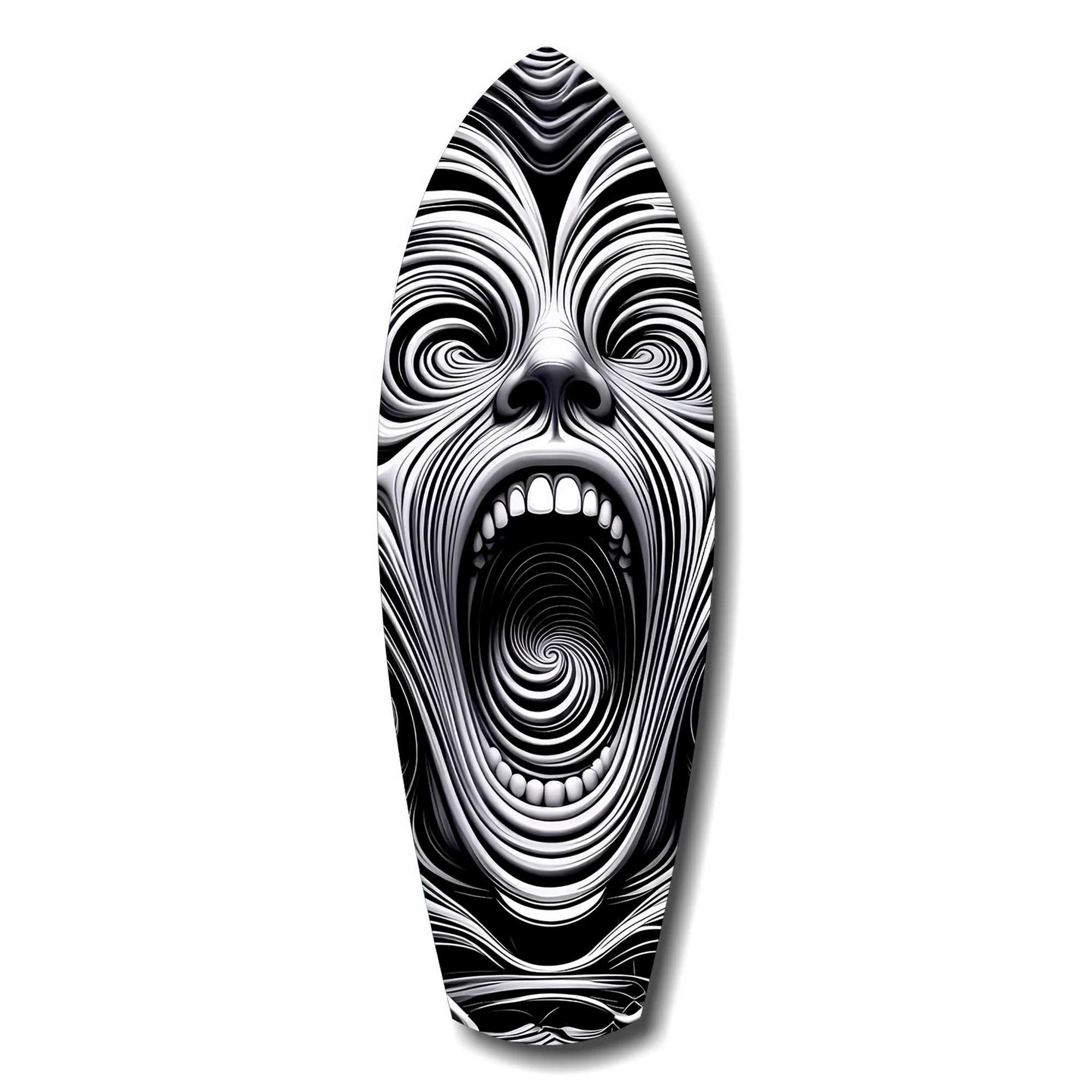 Screaming Face Op Art Swirl Surreal Glass Wall Art