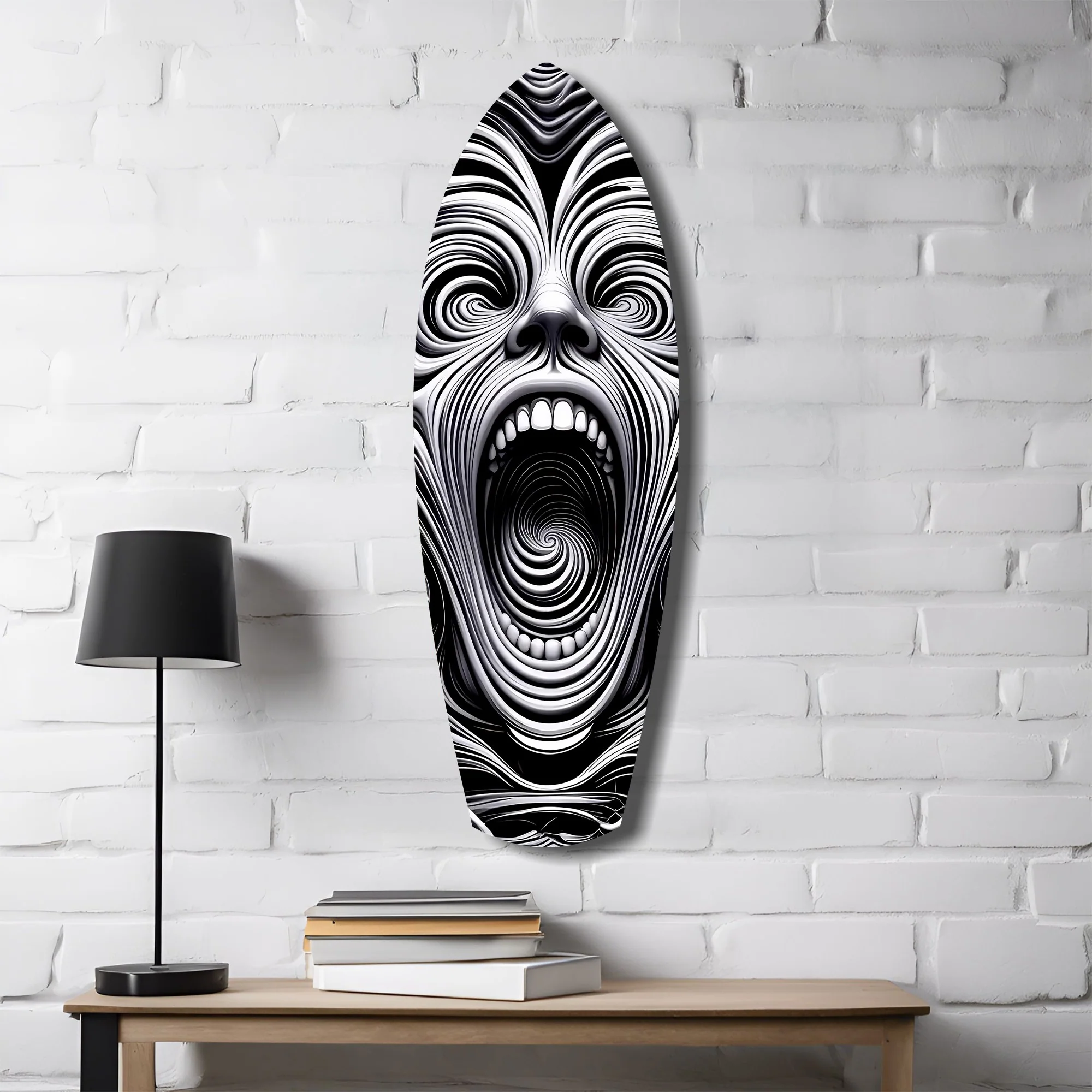 Screaming Face Op Art Swirl Surreal Glass Wall Art - Image 4