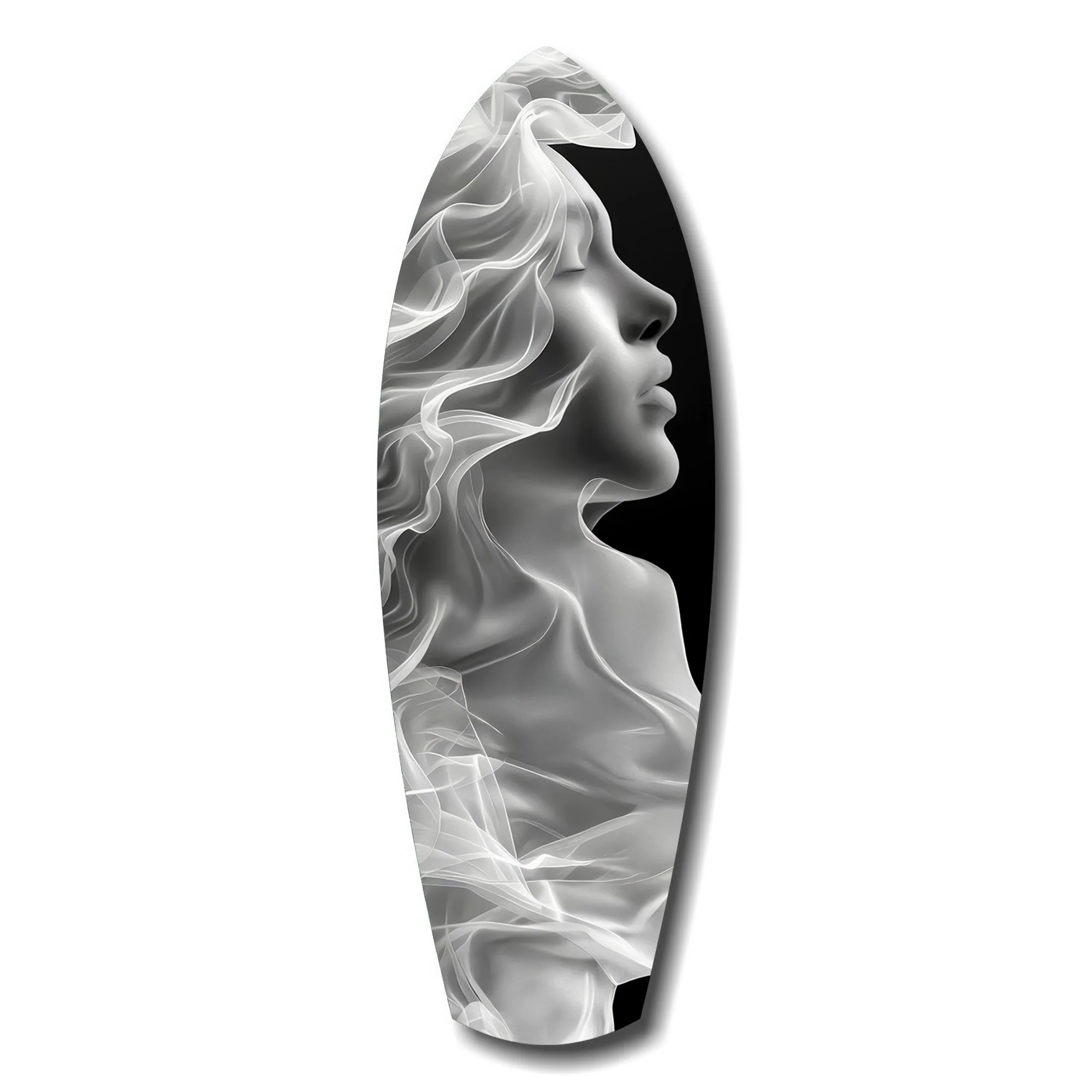 Ethereal Smoke Woman Profile Glass Wall Art