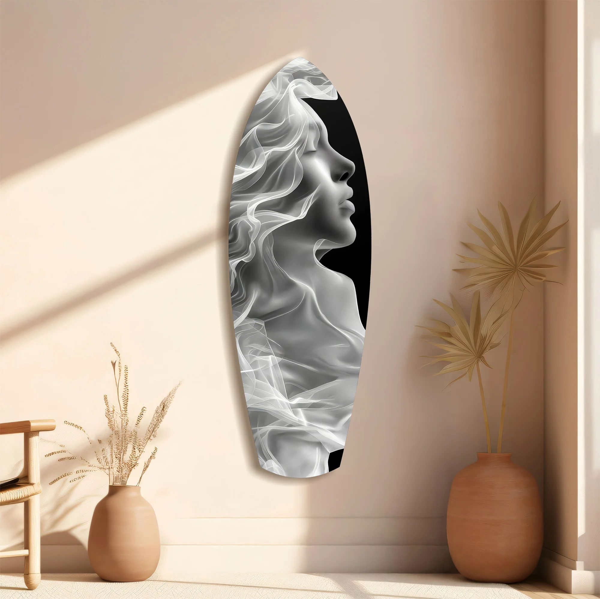 Ethereal Smoke Woman Profile Glass Wall Art - Image 11
