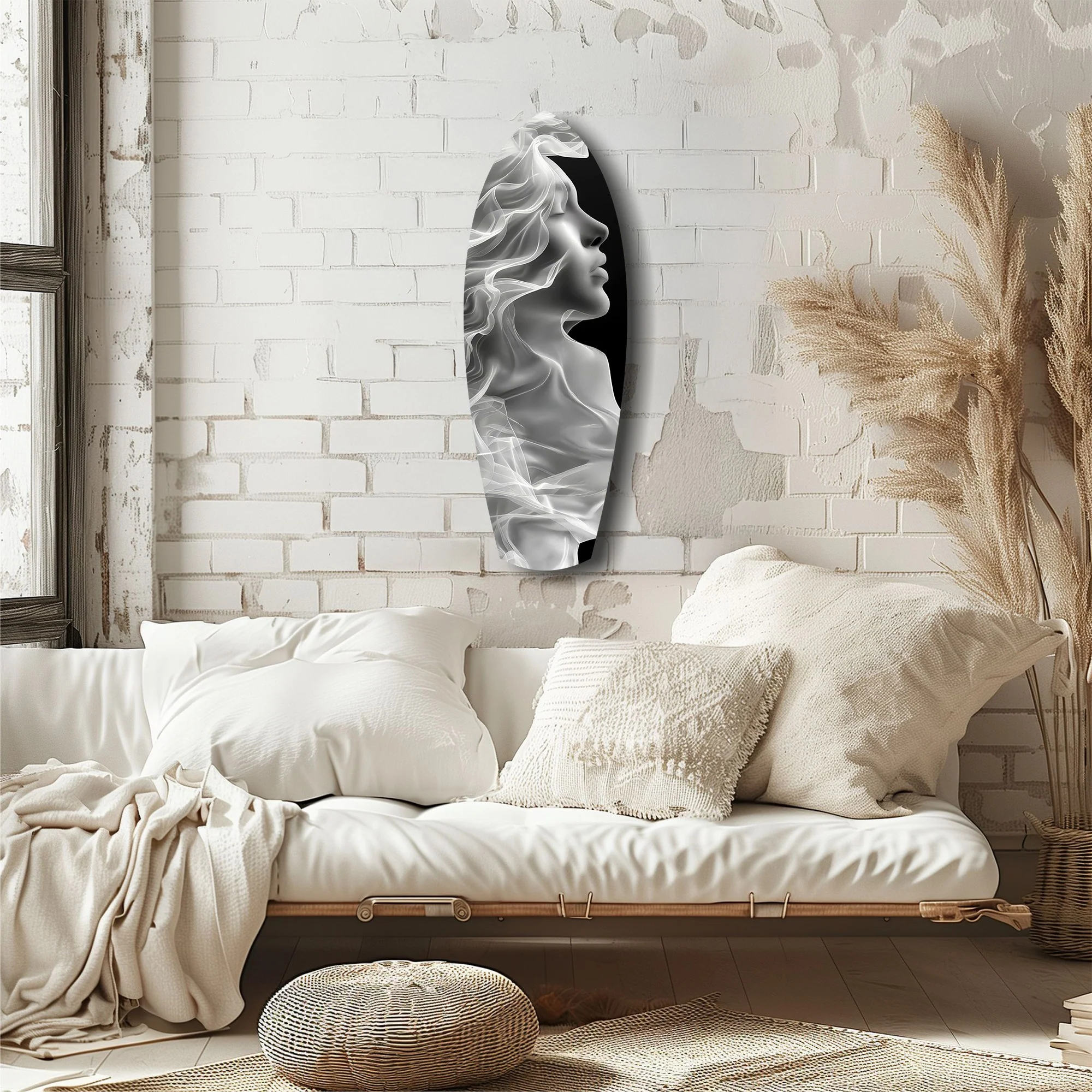 Ethereal Smoke Woman Profile Glass Wall Art - Image 6