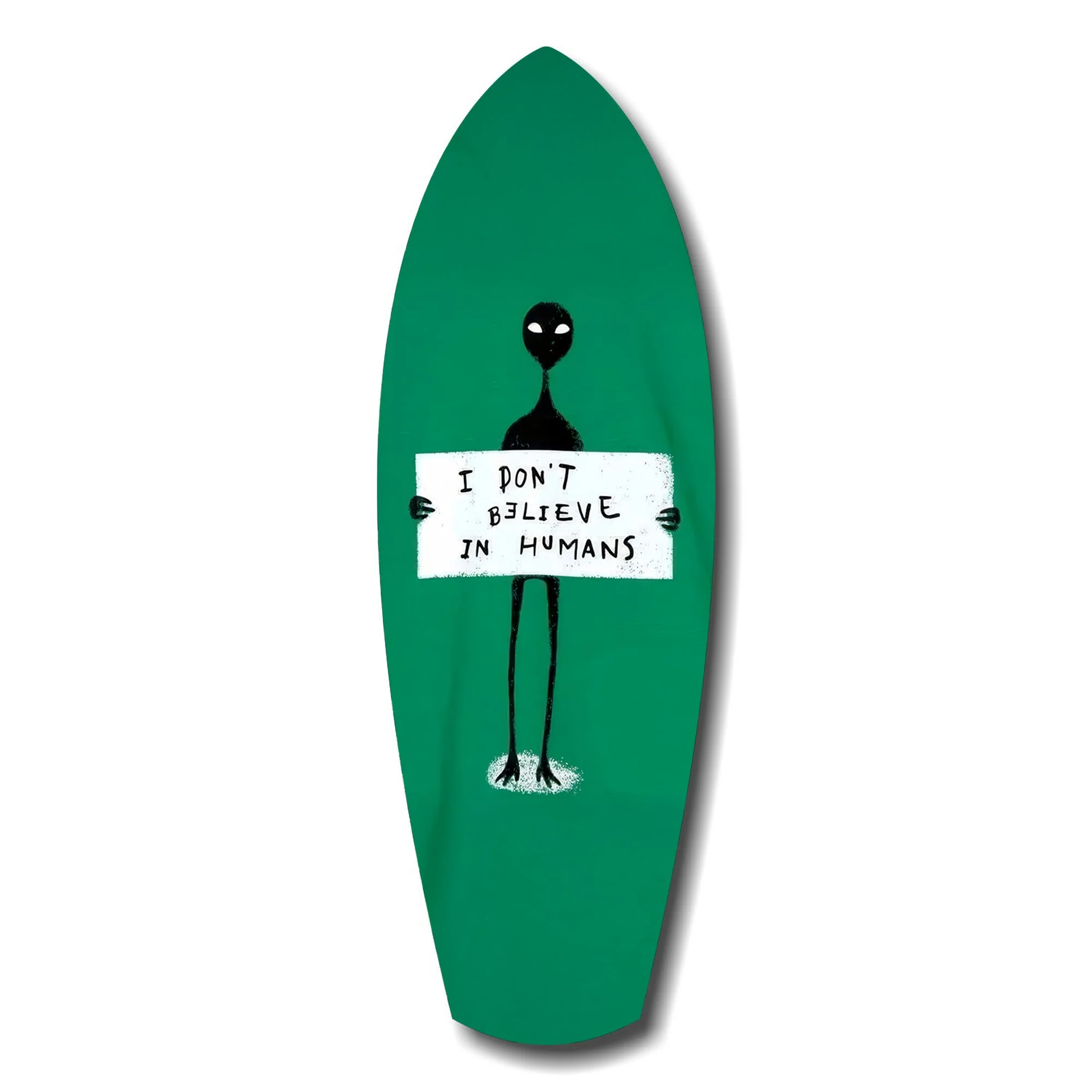 Alien Sign Quirky Humor Illustration Glass Wall Art
