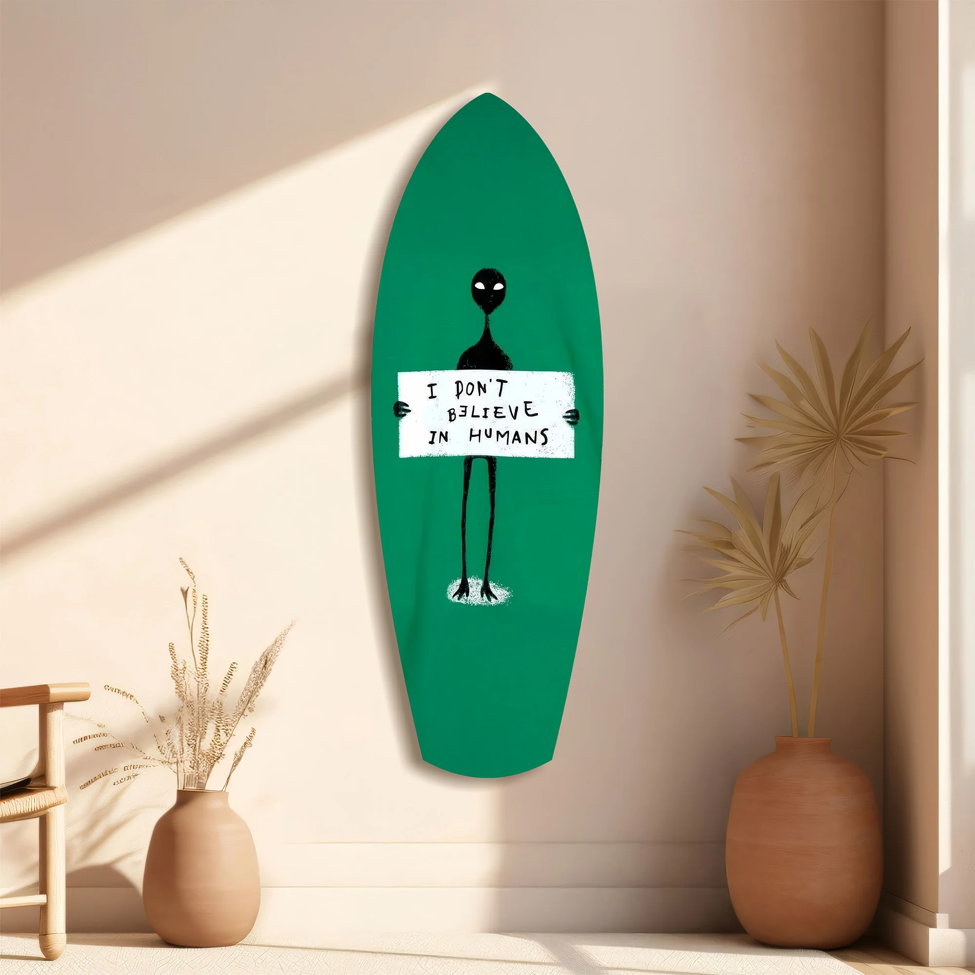 Alien Sign Quirky Humor Illustration Glass Wall Art - Image 11