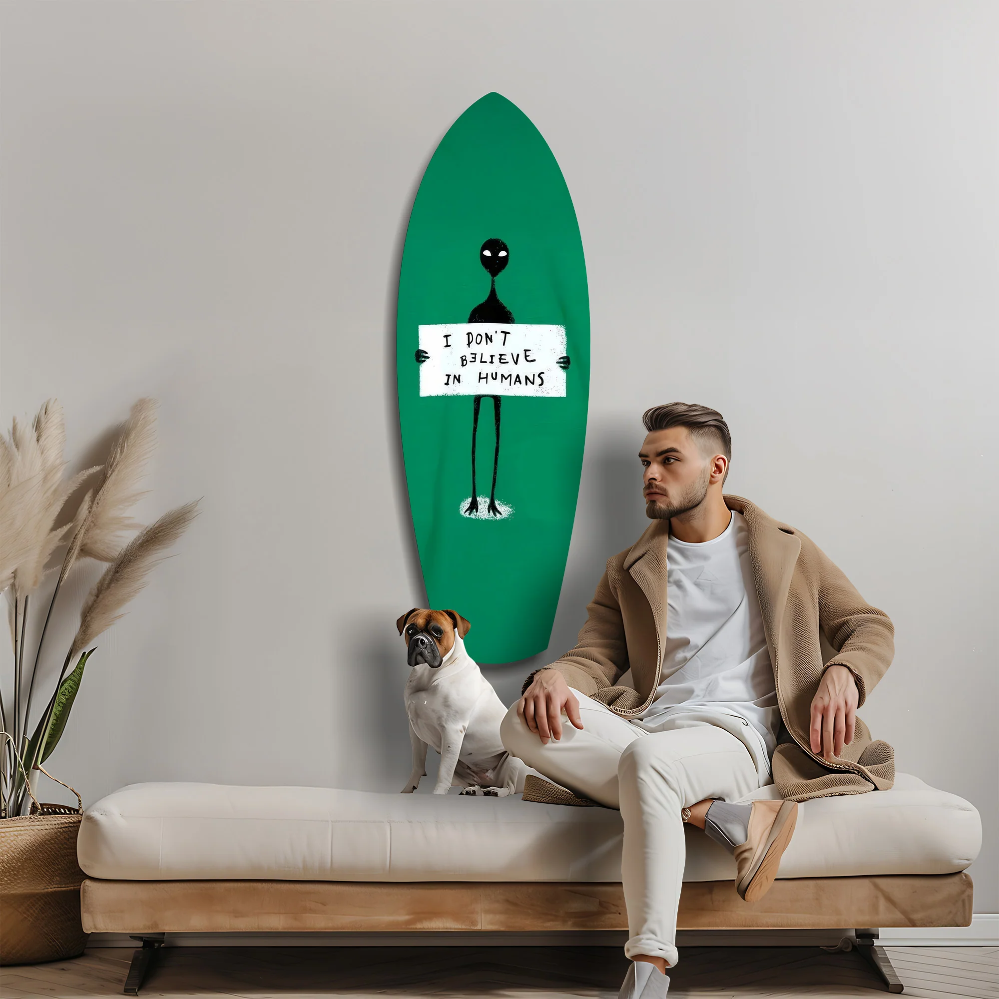 Alien Sign Quirky Humor Illustration Glass Wall Art - Image 9