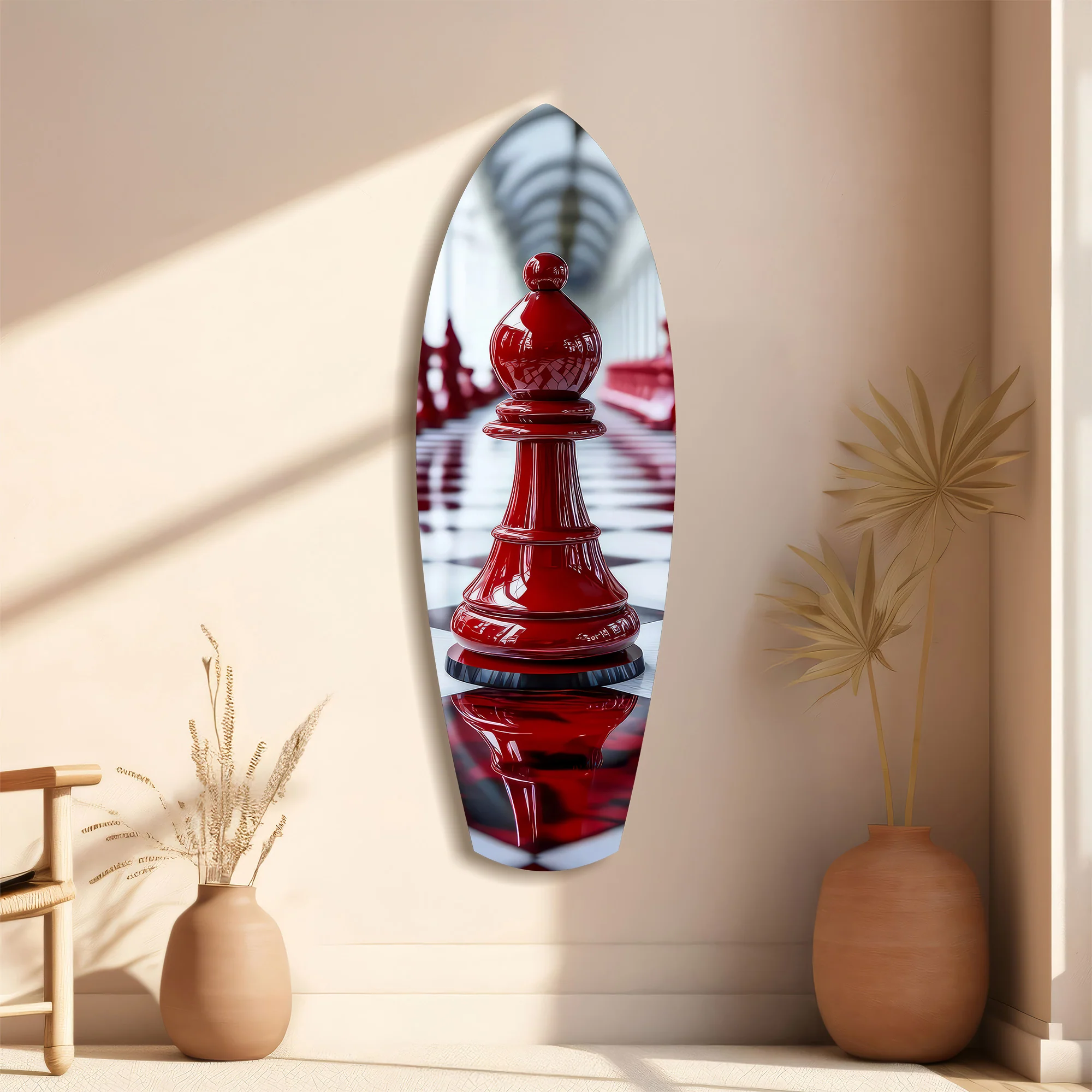 Red Bishop Chess Piece Strategy Glass Wall Art - Image 11