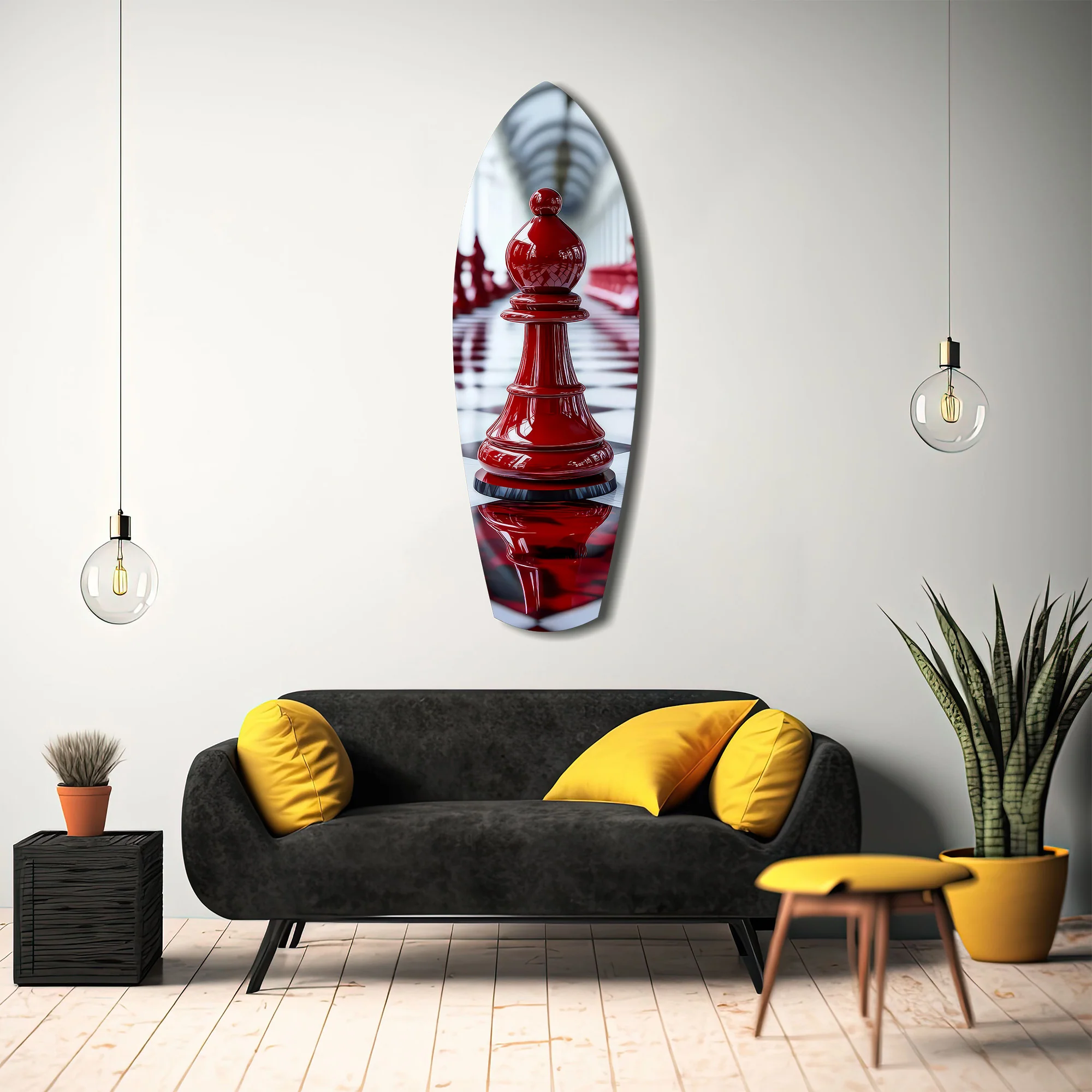 Red Bishop Chess Piece Strategy Glass Wall Art - Image 12