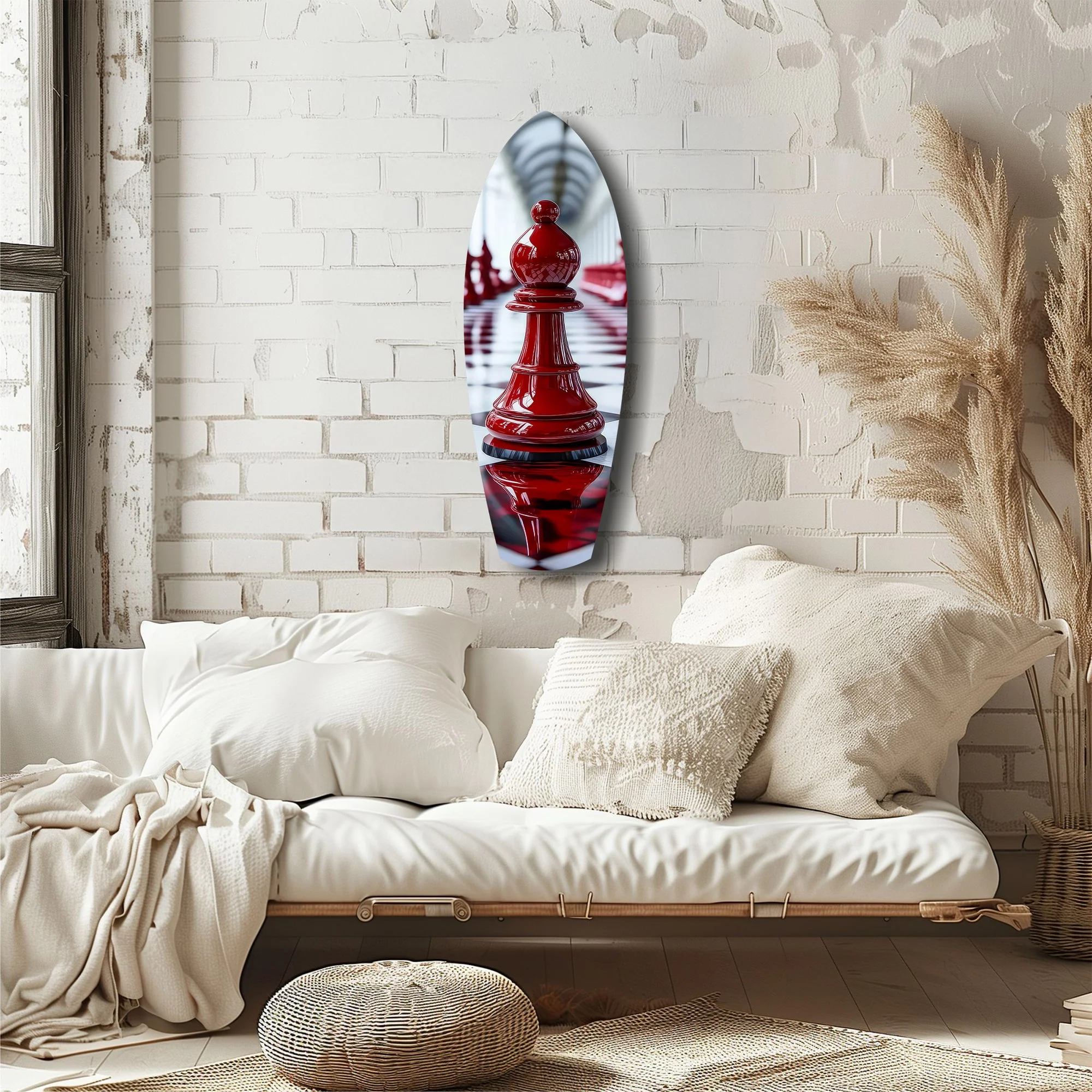 Red Bishop Chess Piece Strategy Glass Wall Art - Image 6