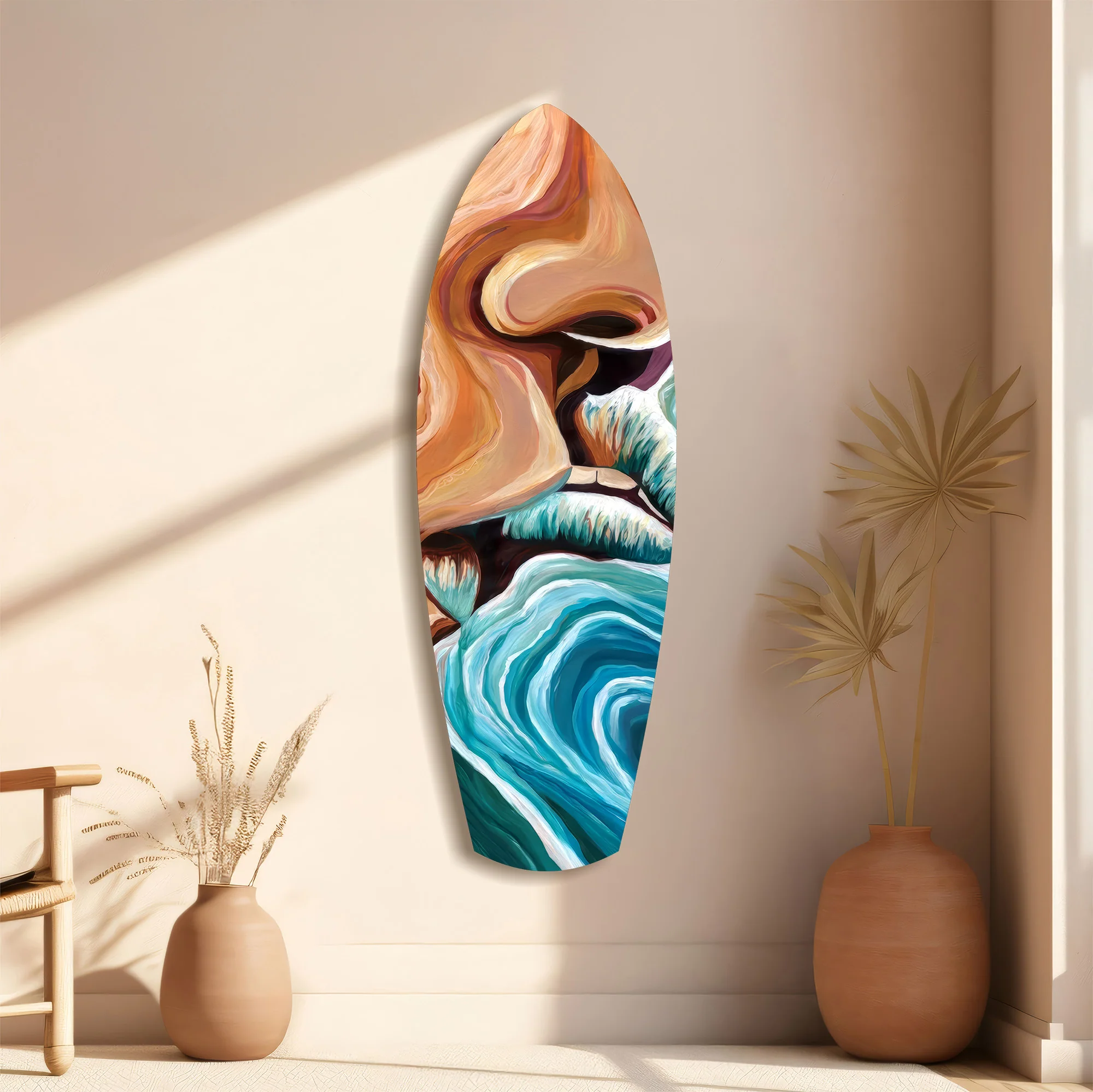 Coastal Cliffs Painterly Ocean Wave Glass Wall Art - Image 11